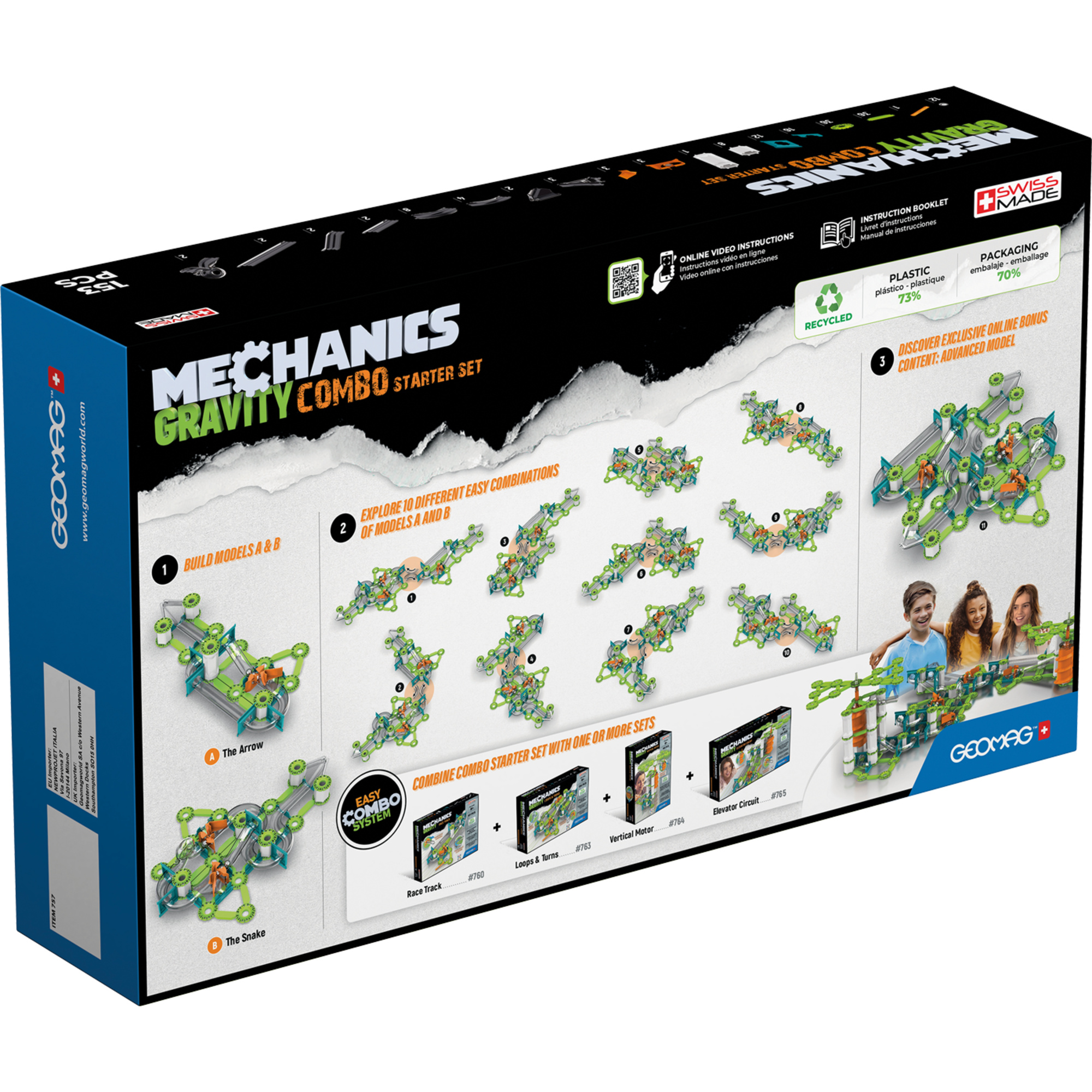 Costruzioni magnetiche geomag mechanics - gioco educativo in plastica riciclata - Geomag