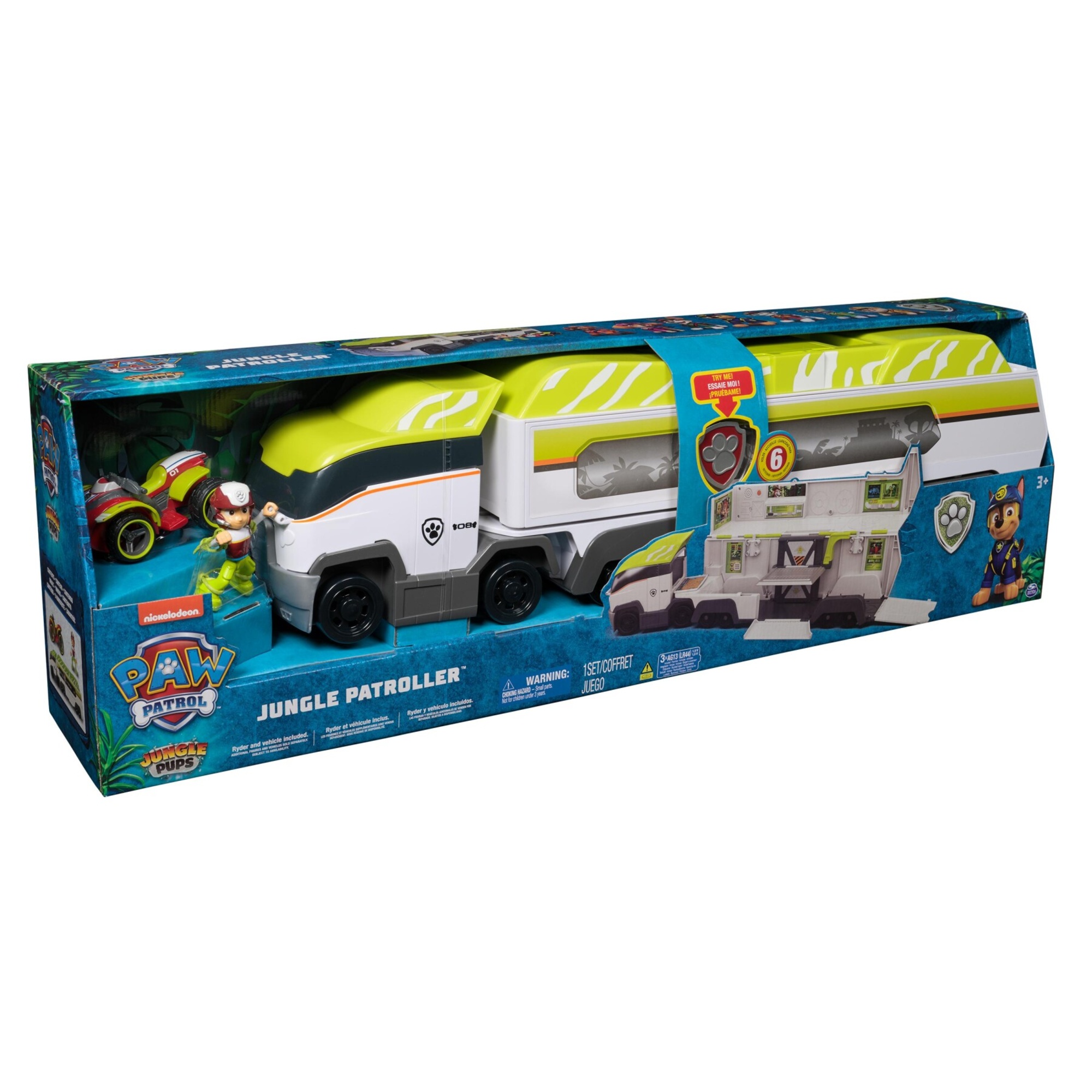 Paw patrol jungle patroller con ascensore, effetti sonori e spazio per 6 veicoli – include ryder e atv - Paw Patrol