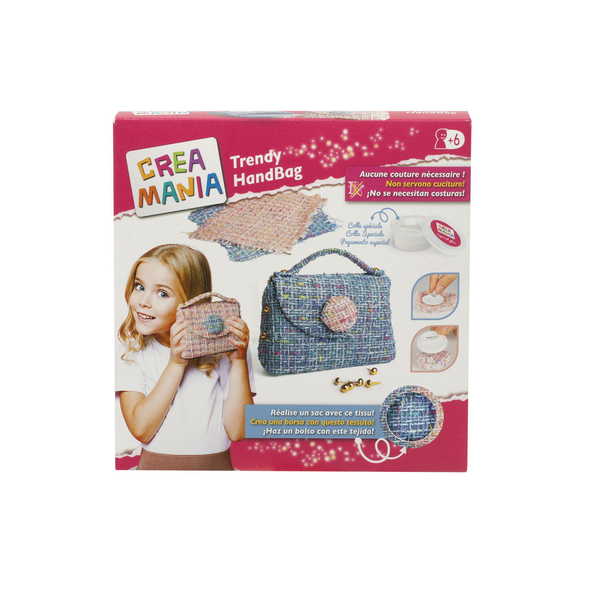 Borsetta trendy fai-da-te -kit  assortivo creativo per bambini dai 5 anni - crea mania - 