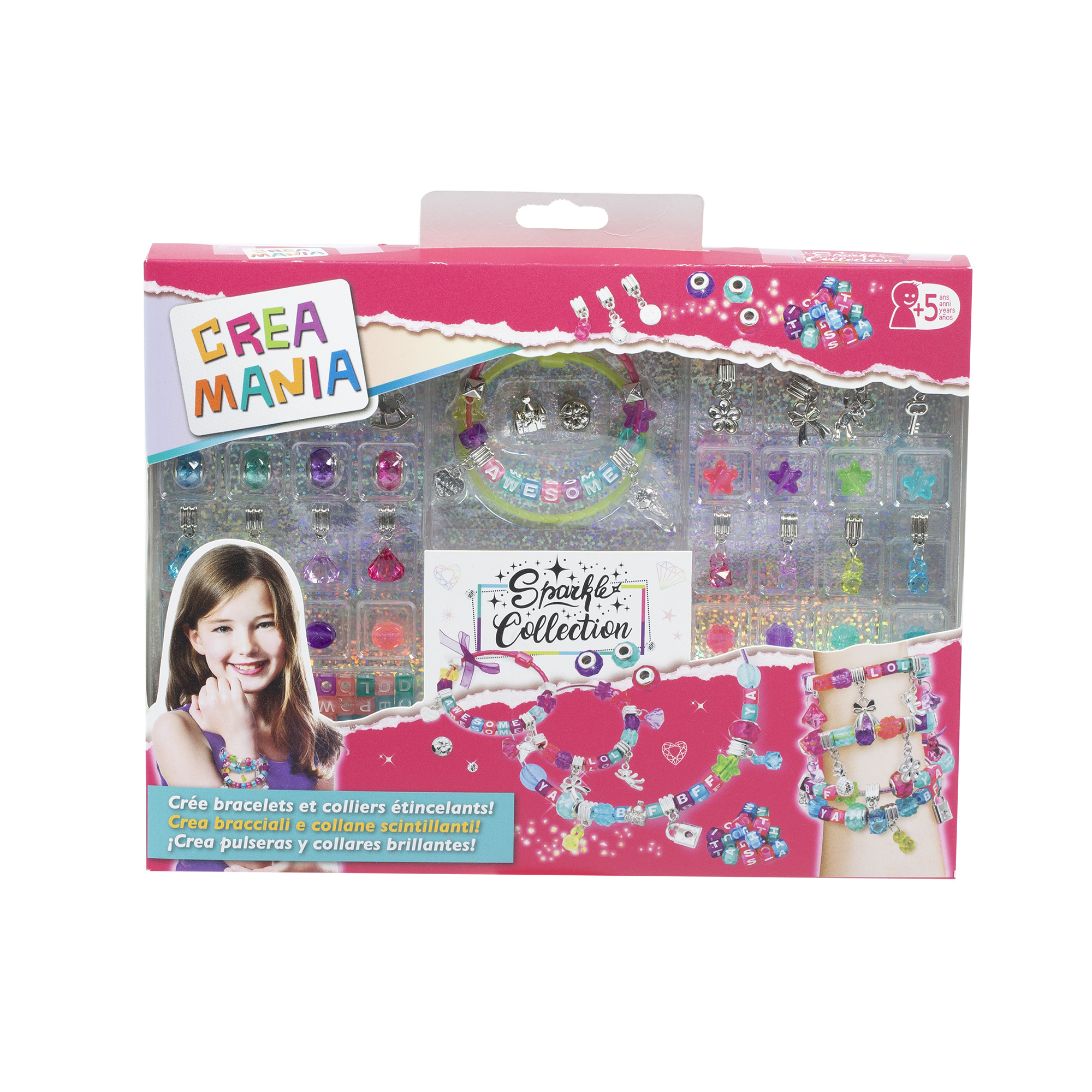 Sparkle collection - kit completo per creare bracciali e collane alla moda - include pendenti, charms e perline colorate - CREA MANIA