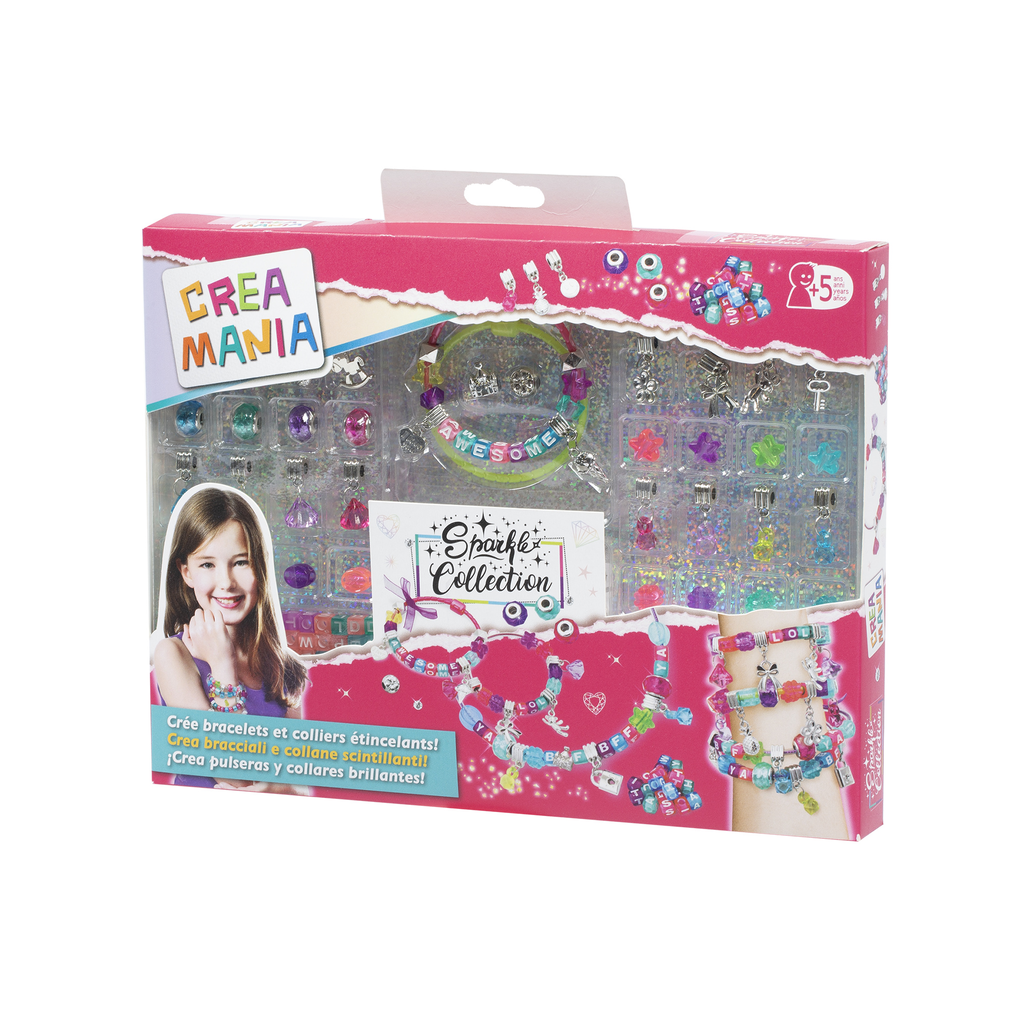 Sparkle collection - kit completo per creare bracciali e collane alla moda - include pendenti, charms e perline colorate - CREA MANIA