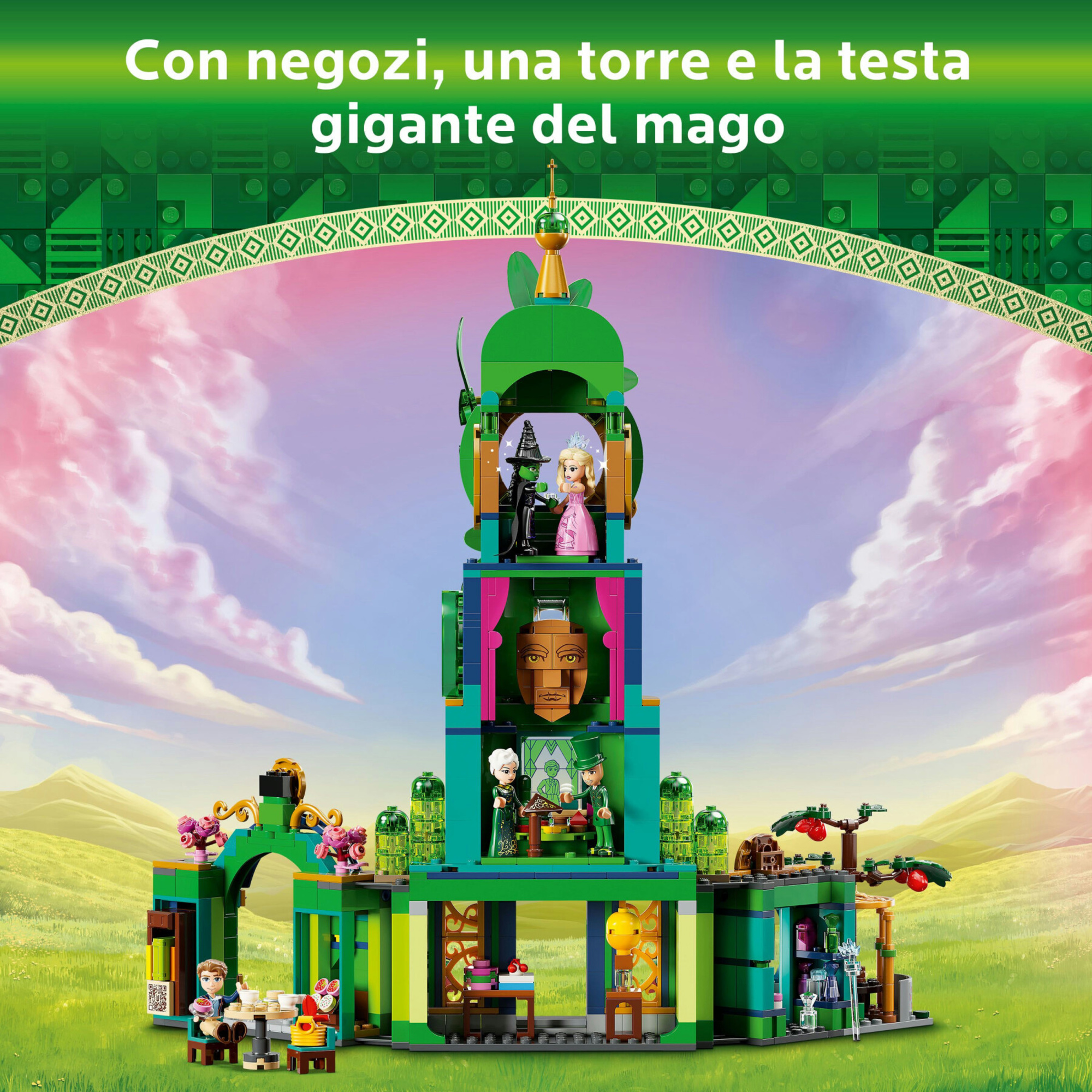 Lego wicked 75684 benvenuti nella città di smeraldo, gioco da collezione per bambini 9+ con torre giocattolo e 5 personaggi - Lego