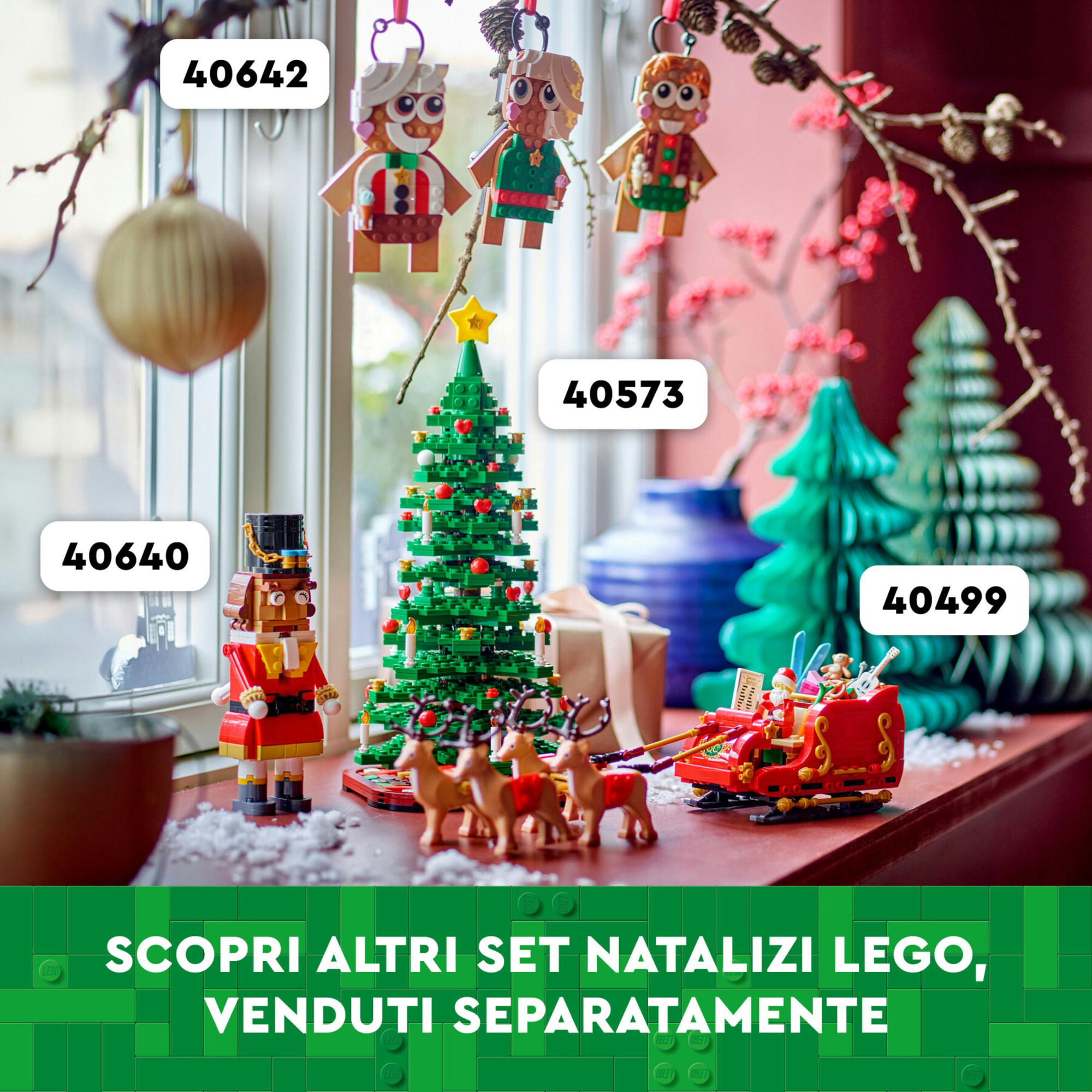 Lego 40499 slitta di babbo natale giocattolo, giochi creativi per bambini 9+ con minifigure e renne, idea regalo natalizia - Lego