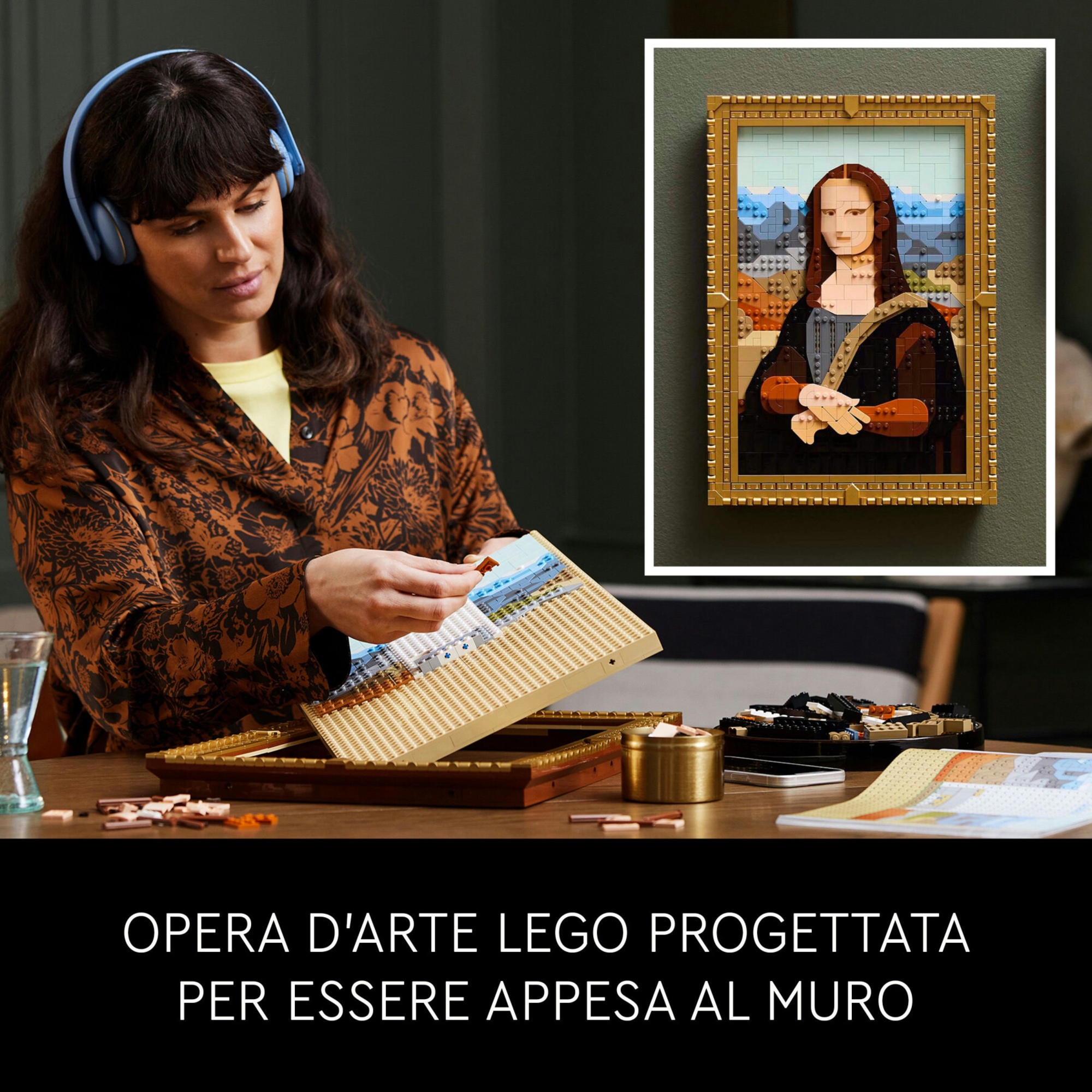 Lego art 31213 gioconda, riproduzione opera d'arte di leonardo da vinci in mattoncini, idea regalo per adulti, lui o lei - LEGO Art