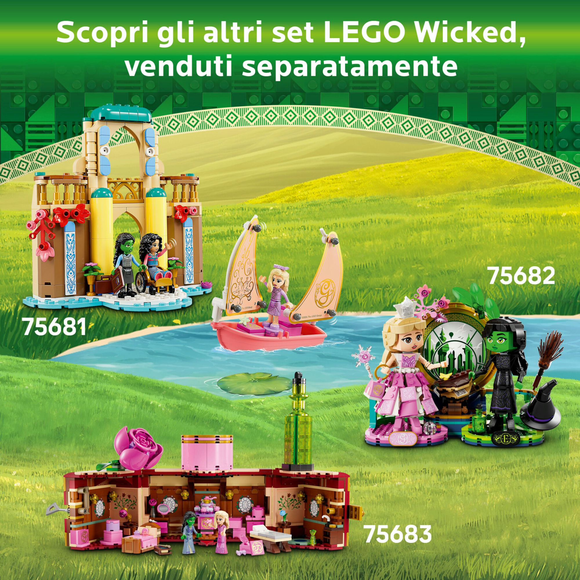 Lego wicked 75684 benvenuti nella città di smeraldo, gioco da collezione per bambini 9+ con torre giocattolo e 5 personaggi - Lego