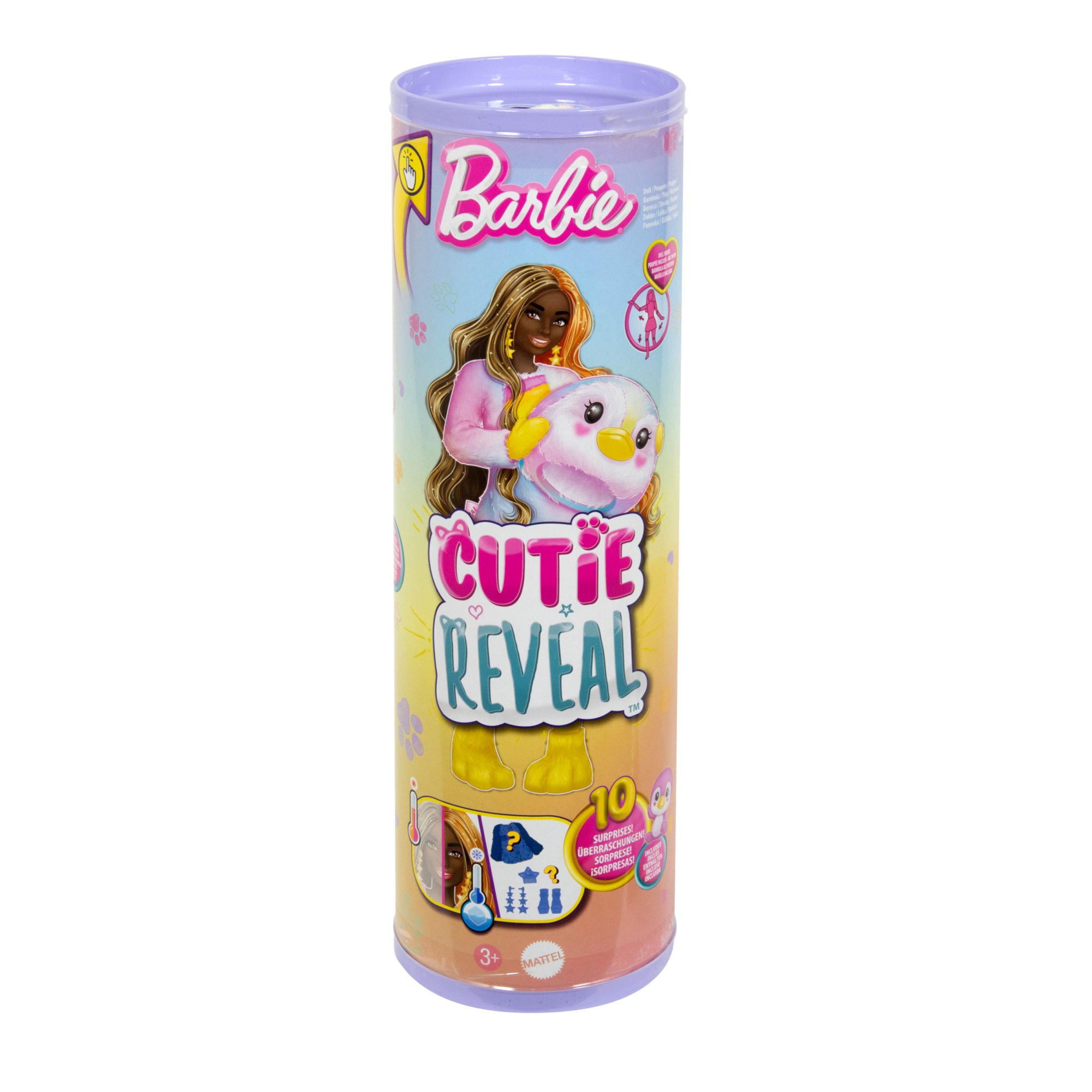 Barbie - cutie reveal serie color dream, bambola con costume da animale di peluche tye-die e 10 accessori a sopresa con effetto cambia colore - assortita - Barbie