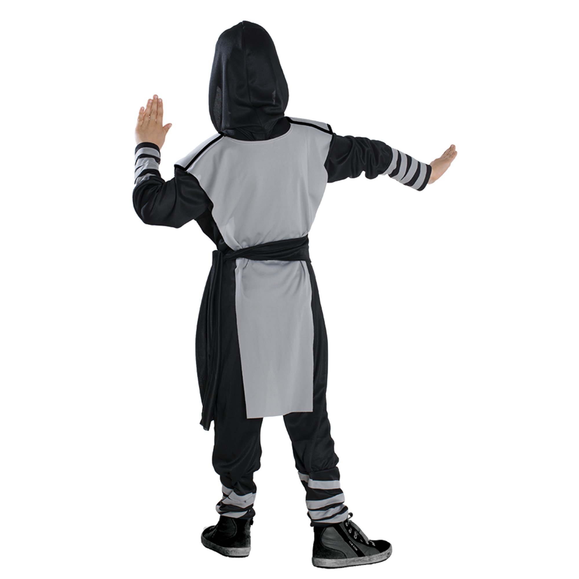 Costume ninja horror per bambino - tessuto jersey elasticizzato, tuta completa con cappuccio, cintura e bandana - disponibile in diverse taglie - 