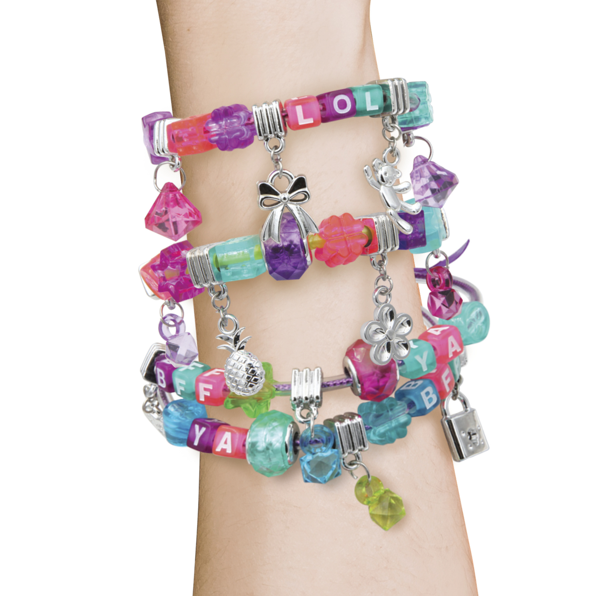 Sparkle collection - kit completo per creare bracciali e collane alla moda - include pendenti, charms e perline colorate - CREA MANIA