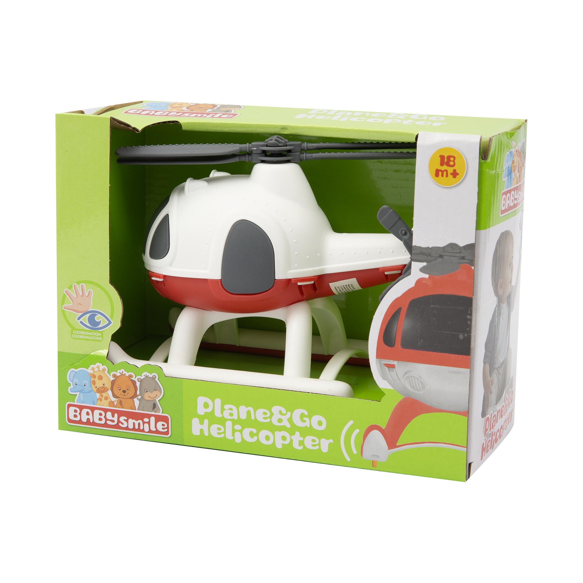 Plan&go helicopter - elicottero giocattolo assortito con ruote ed elica rotante in rosso e bianco - BABY SMILE