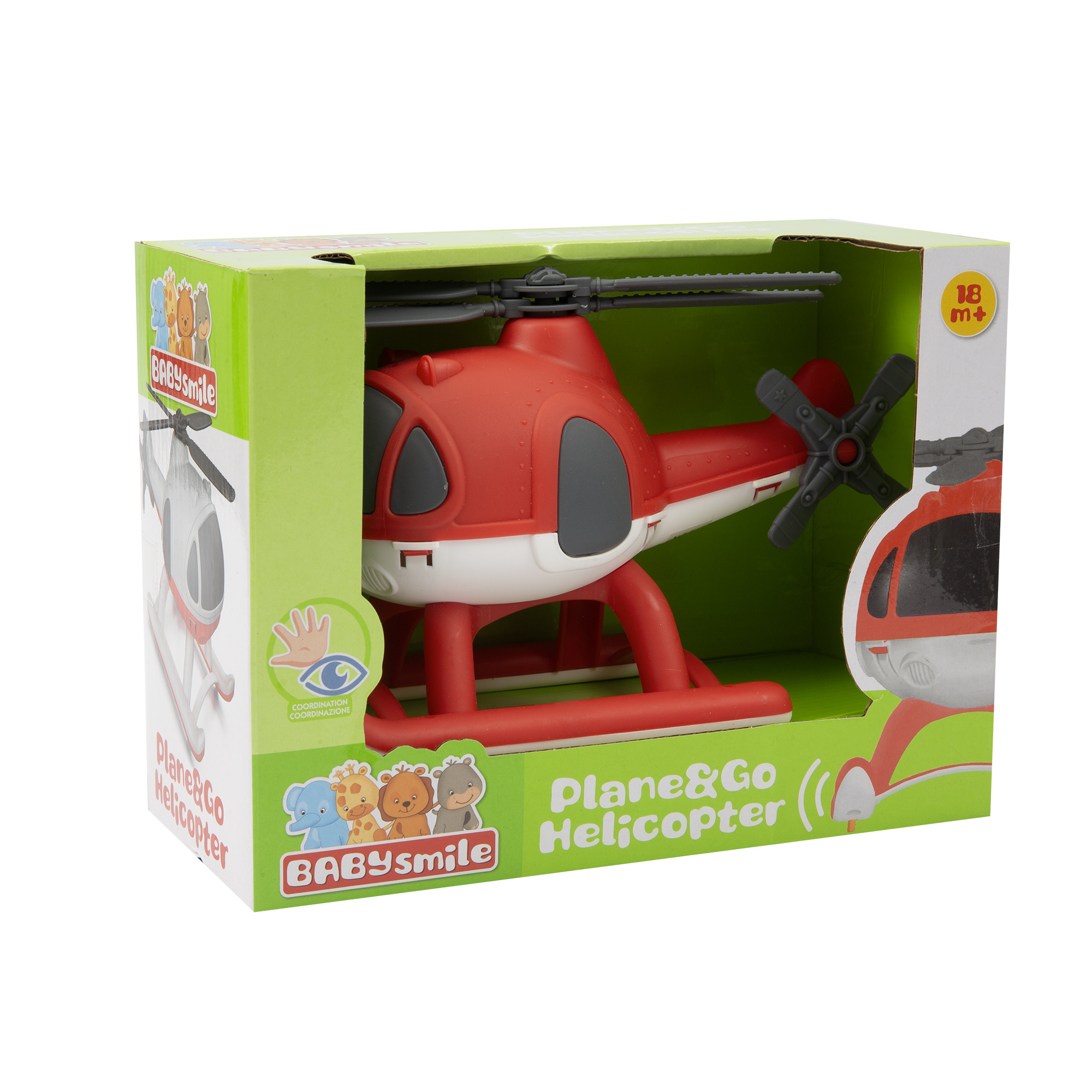 Plan&go helicopter - elicottero giocattolo assortito con ruote ed elica rotante in rosso e bianco - BABY SMILE