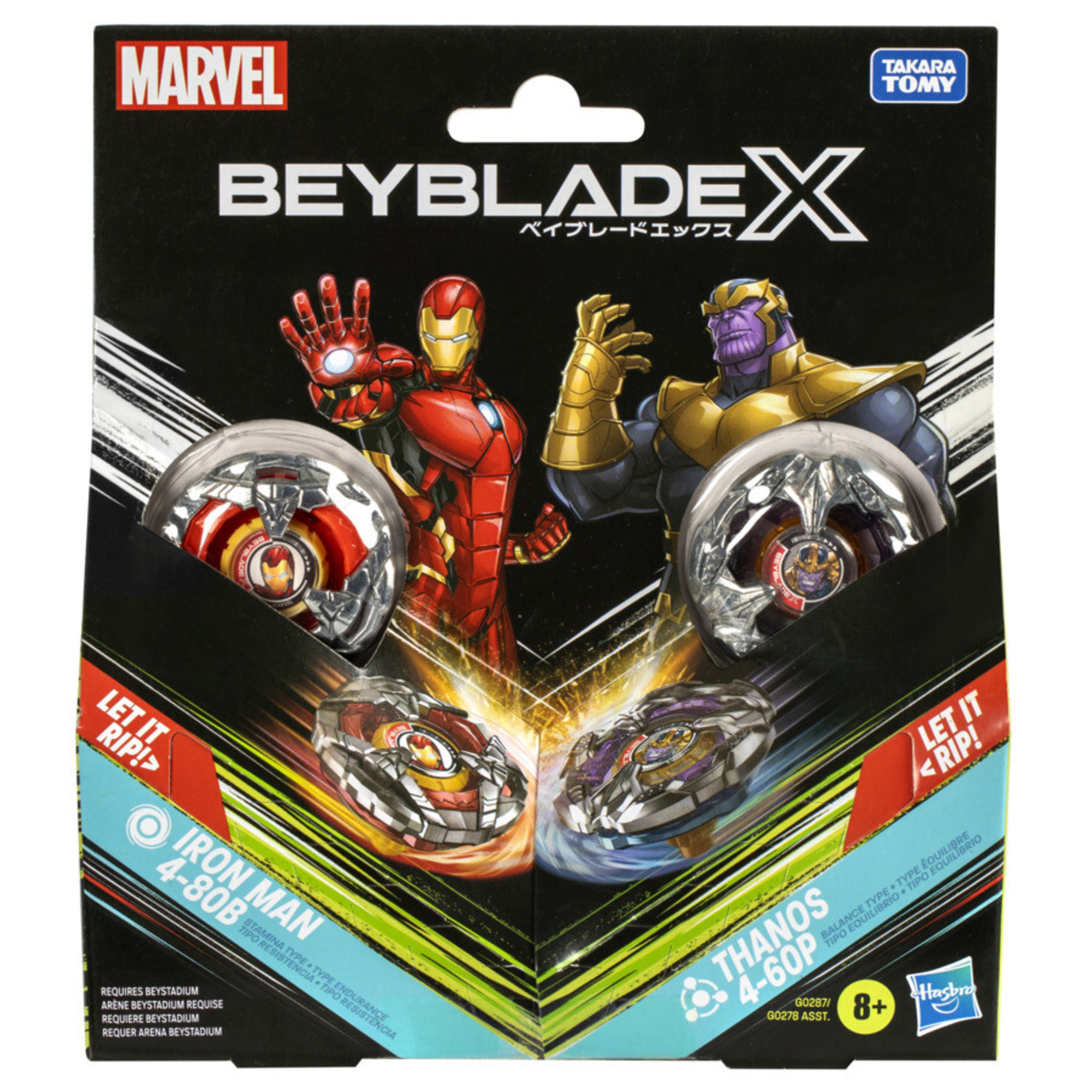 Beyblade x marvel collab multipack – 2 trottole marvel con 2 lanciatori inclusi - assortito con vari personaggi - Avengers, BEYBLADE, MARVEL, Spiderman