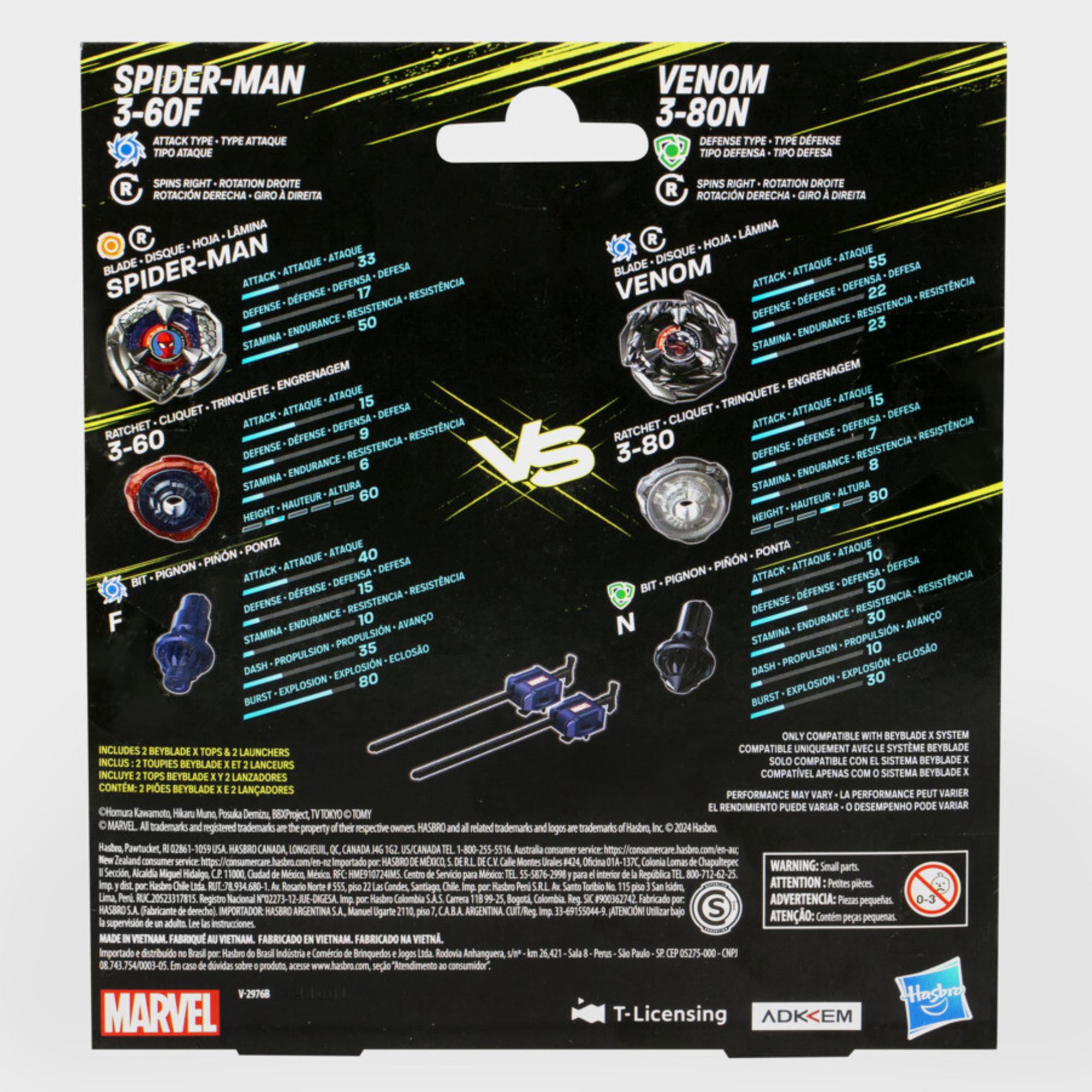 Beyblade x marvel collab multipack – 2 trottole marvel con 2 lanciatori inclusi - assortito con vari personaggi - Avengers, BEYBLADE, MARVEL, Spiderman