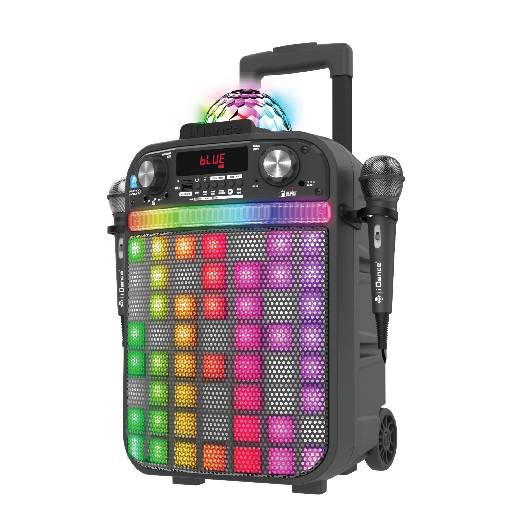 Deluxe party speaker: cassa portatile con led rgb e karaoke - perfetta per ogni festa - music star - 