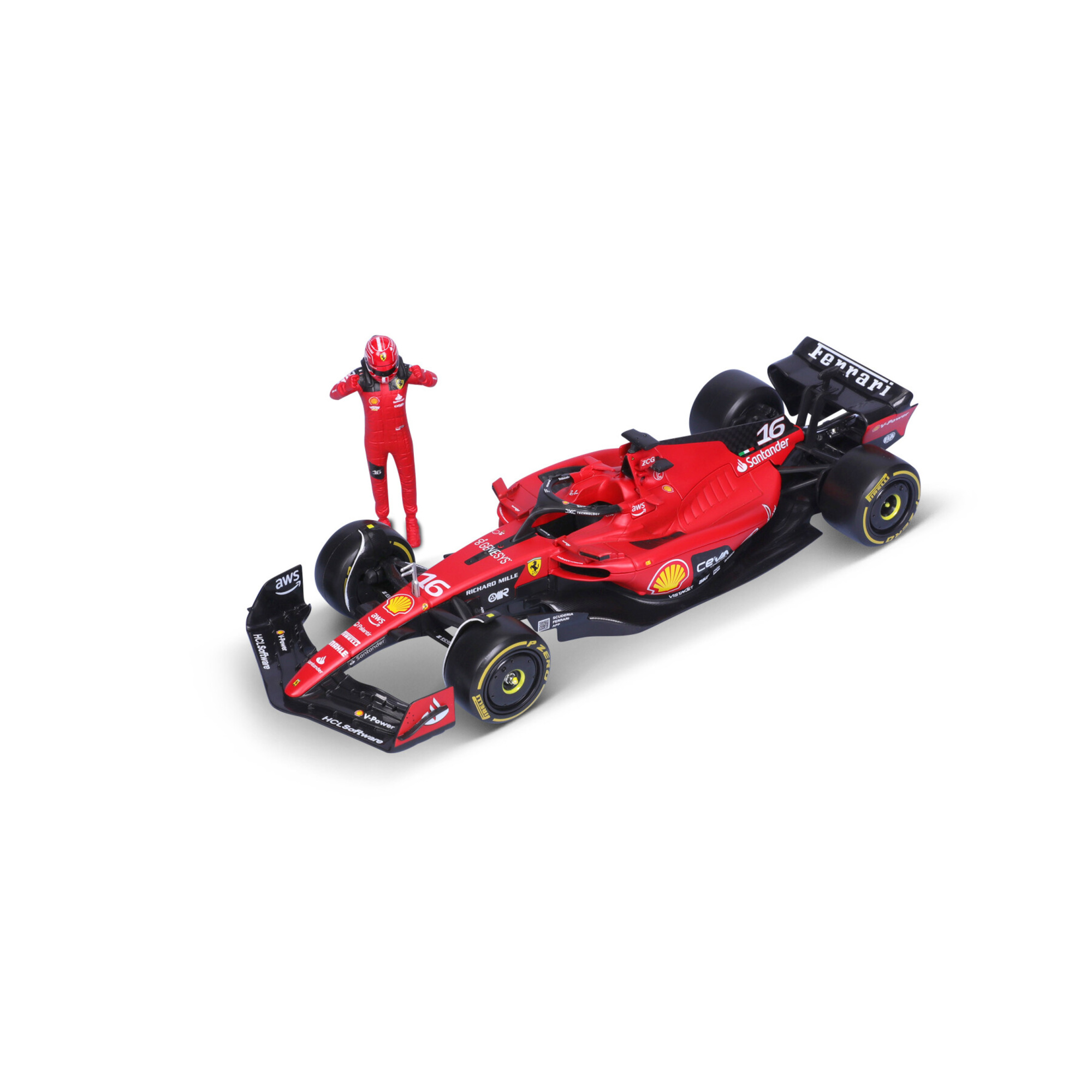 Modellino ferrari f1 sf-23 scala 1:24 con personaggio leclerc - bburago die cast - BBURAGO