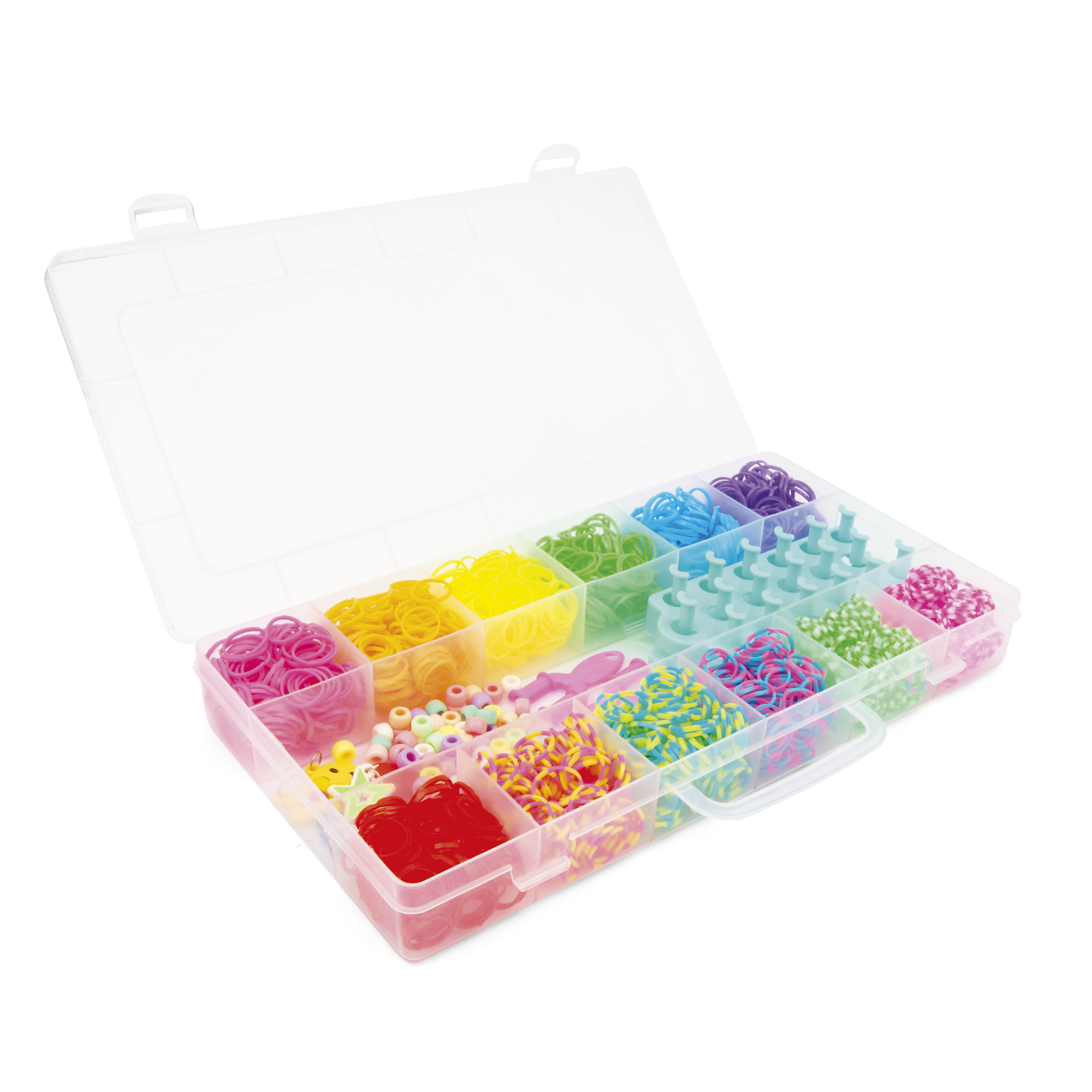 Loom case kit: valigetta con 2000+ elastici colorati per creare braccialetti e accessori fatti a mano - crea mania - NO BRAND