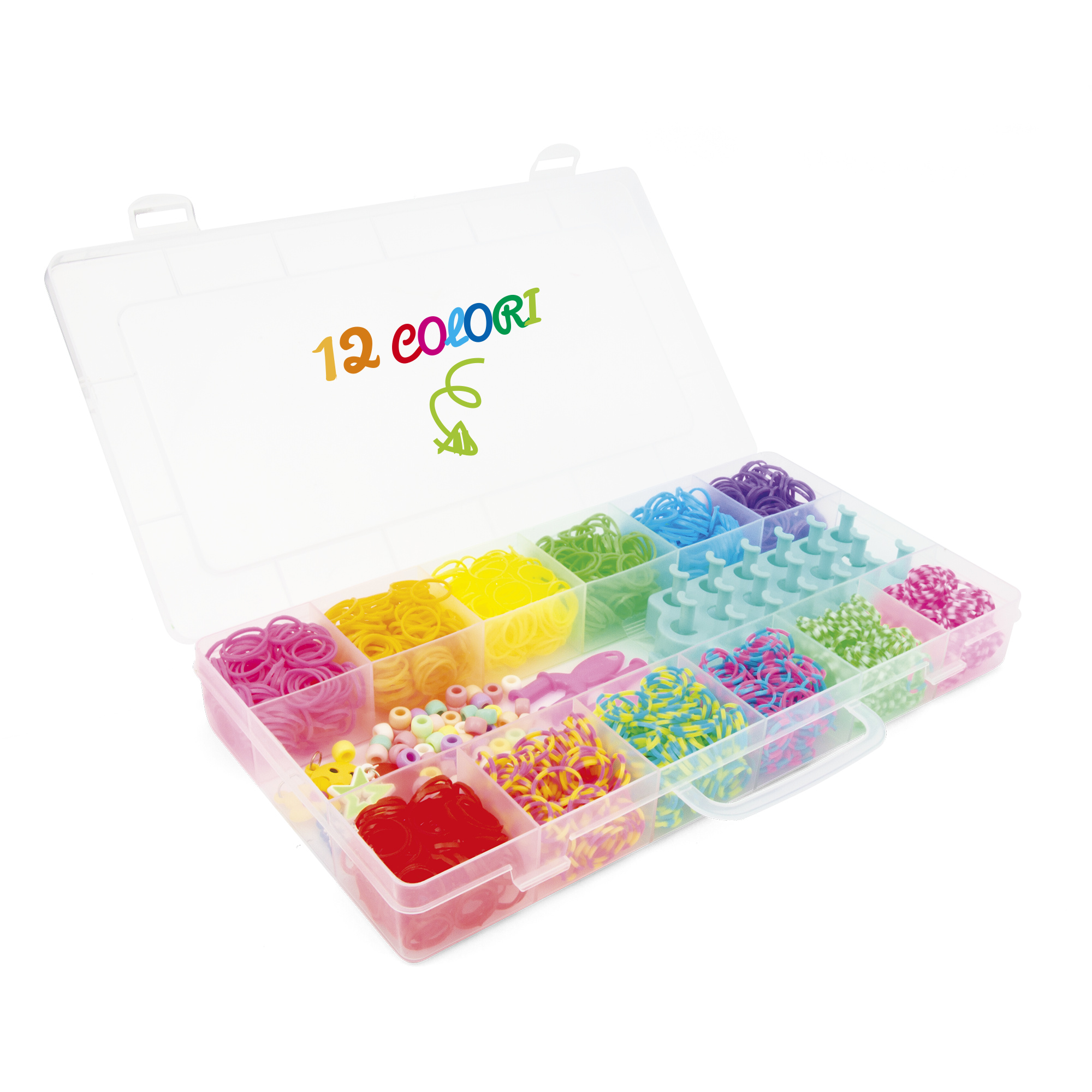 Loom case kit: valigetta con 2000+ elastici colorati per creare braccialetti e accessori fatti a mano - crea mania - NO BRAND