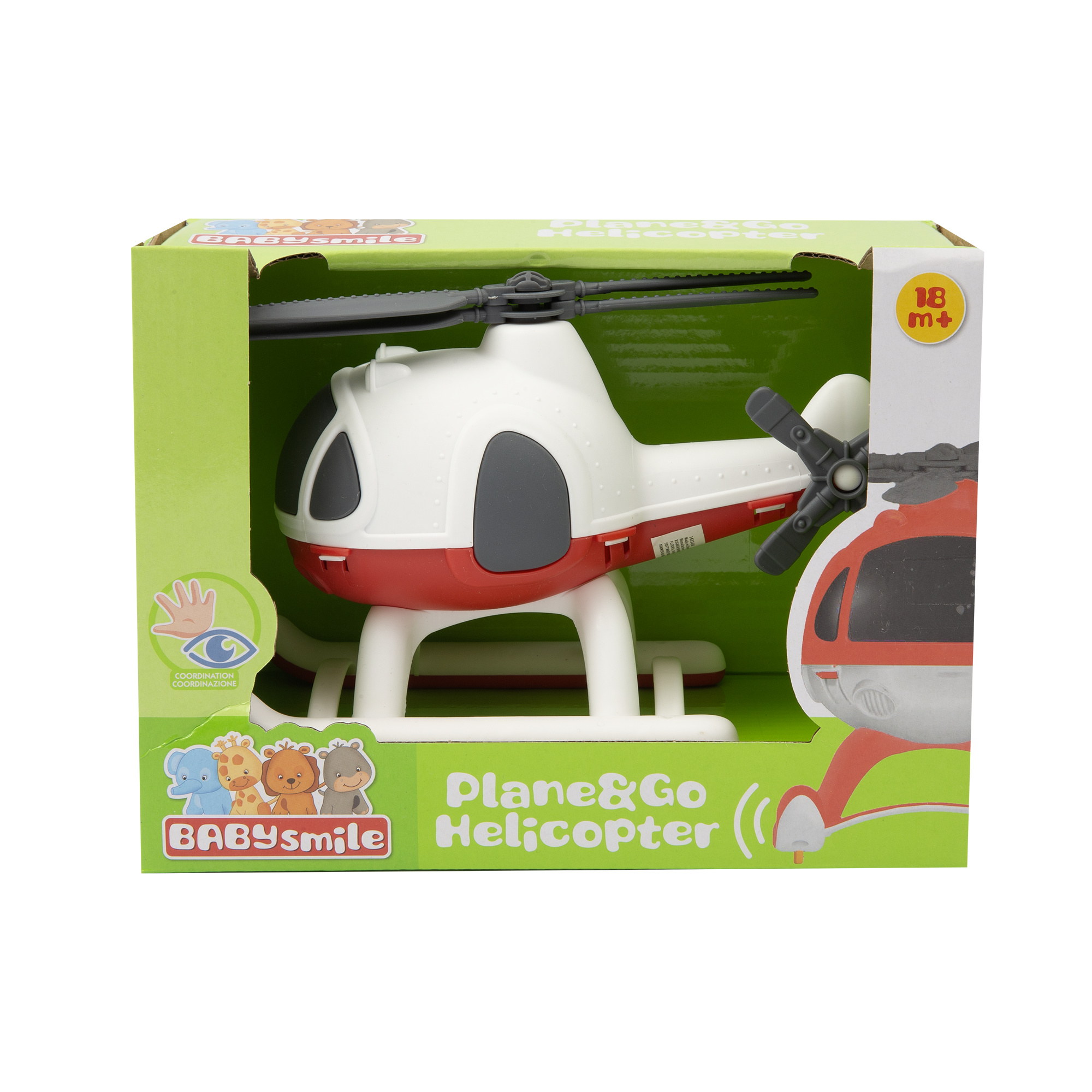 Plan&go helicopter - elicottero giocattolo assortito con ruote ed elica rotante in rosso e bianco - BABY SMILE