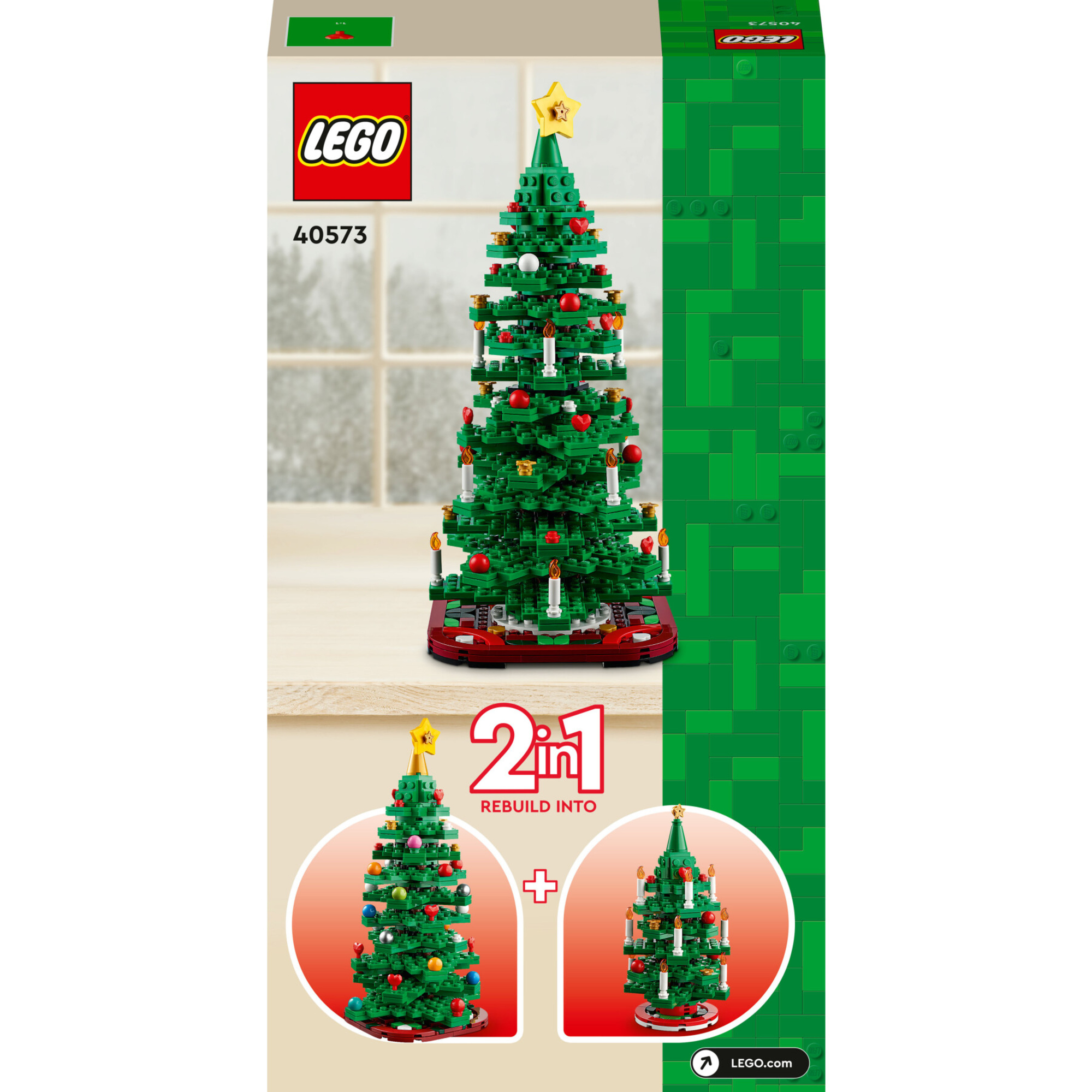 Lego 40573 albero di natale, giocattolo creativo 2 in 1 da costruire, gioco per bambini 12+, decorazione natalizie per la casa - Lego