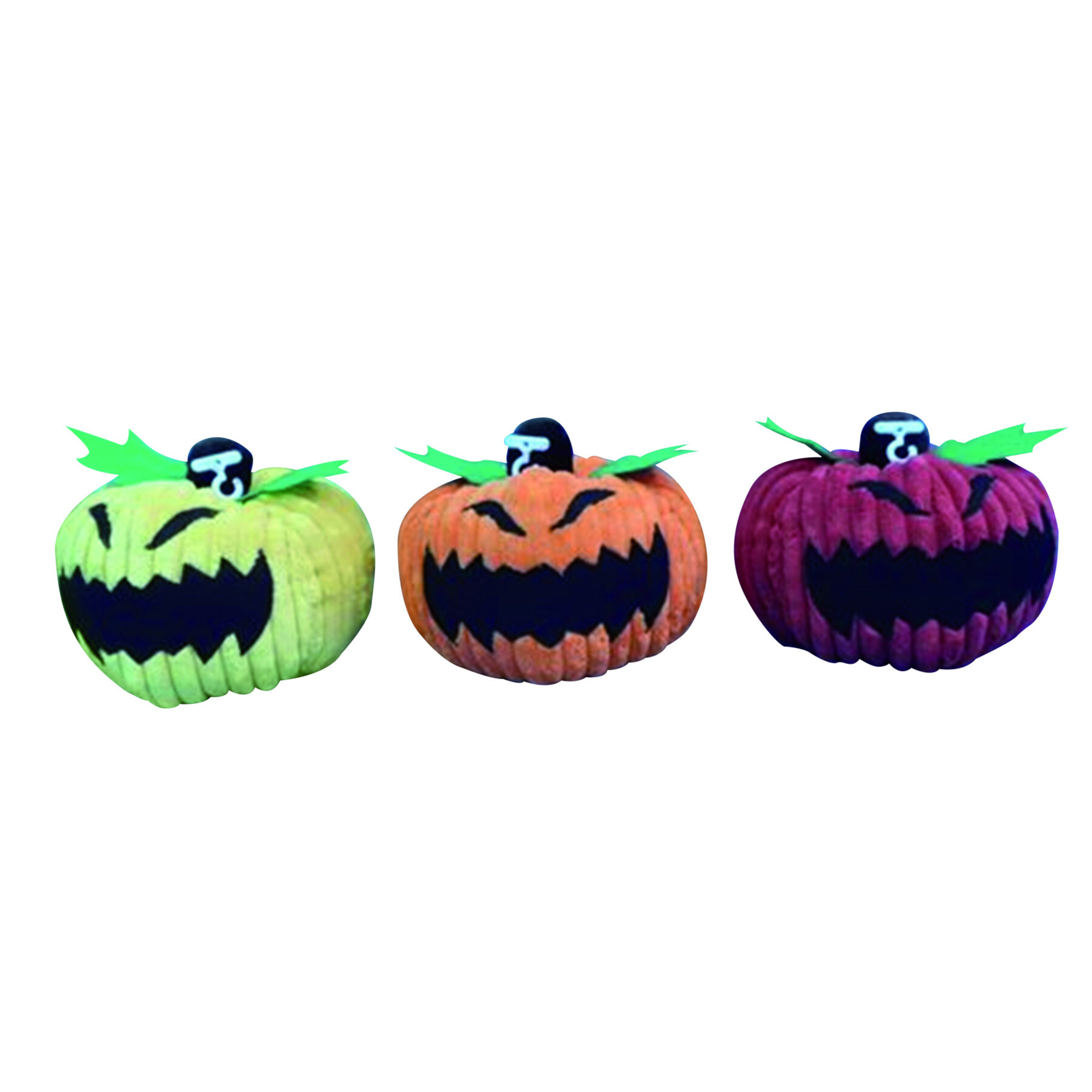 Peluche zucca halloween assortita  stoffa con volto sorridente - arancione, rosso vino e verde chiaro - NO BRAND