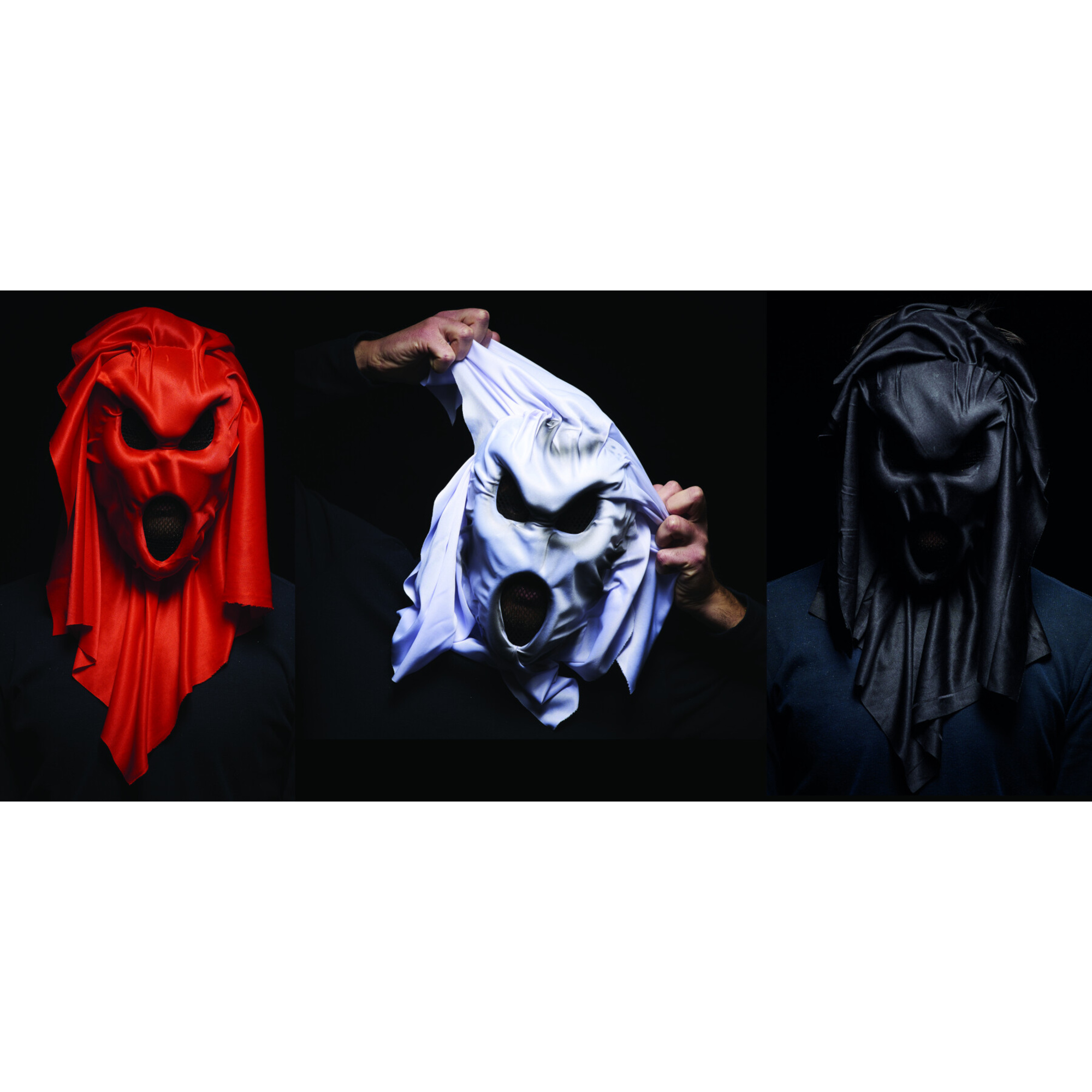 Maschera fantasma che urla - 3 colori assortiti (bianco, rosso, nero) con rete misteriosa - NO BRAND