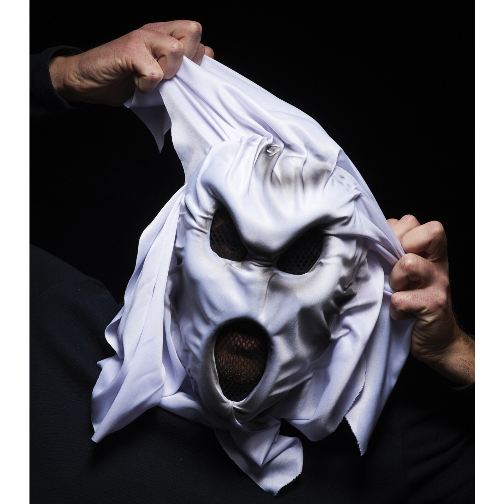 Maschera fantasma che urla - 3 colori assortiti (bianco, rosso, nero) con rete misteriosa - NO BRAND