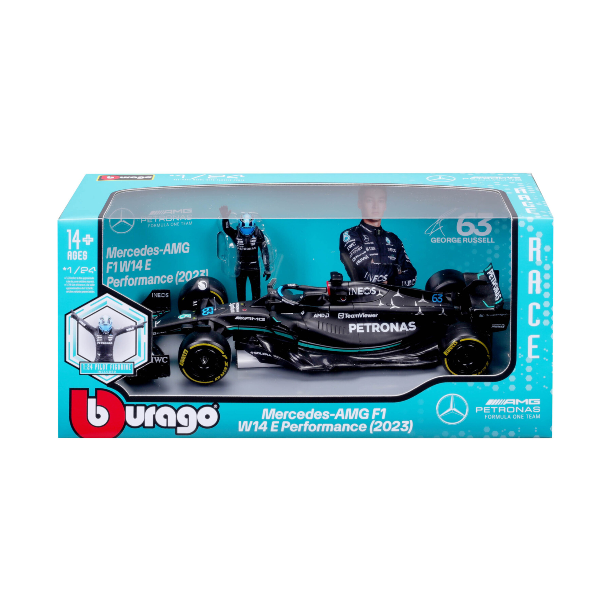 Modellino auto f1 mercedes w14 e performance 1:24 con hamilton - bburago - BBURAGO