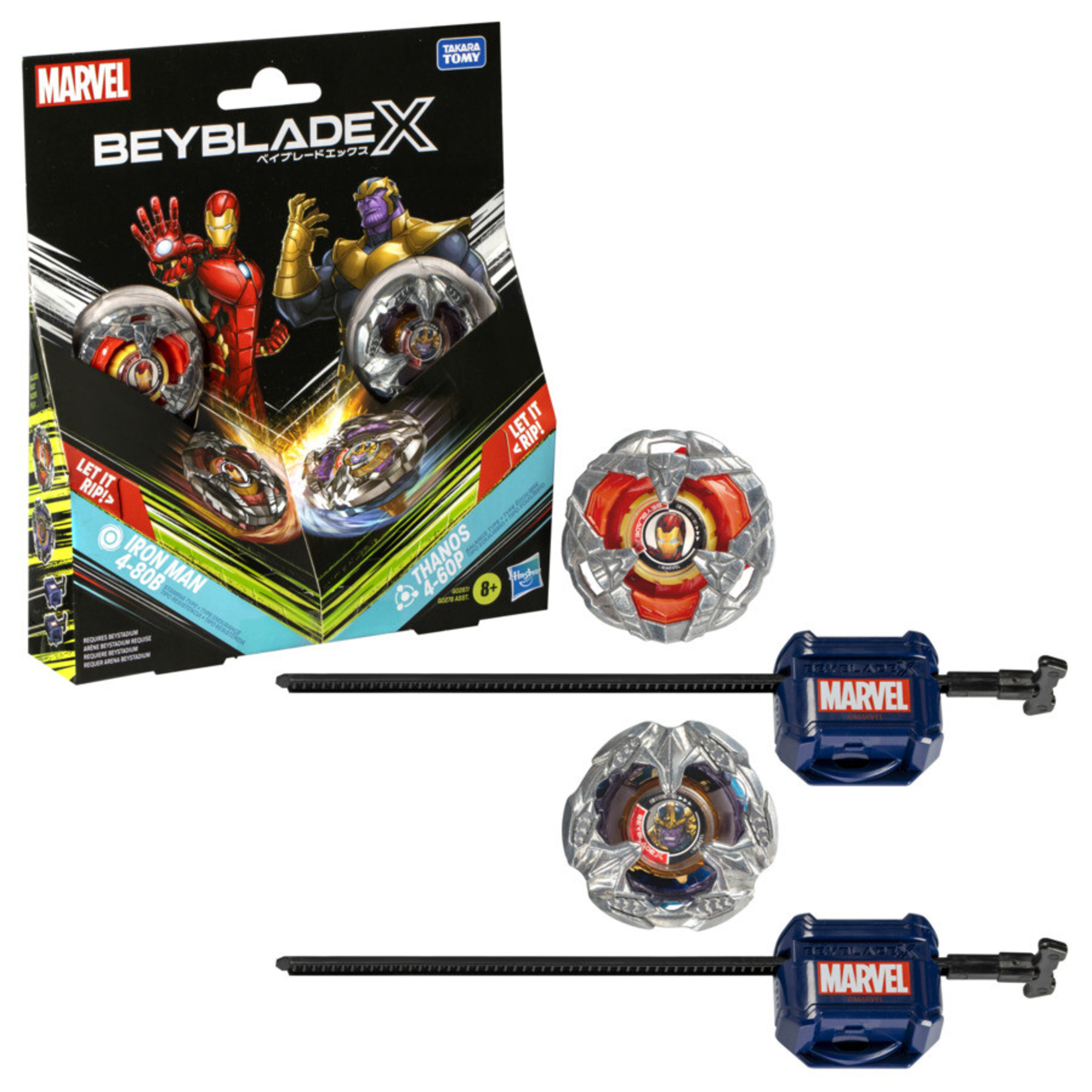 Beyblade x marvel collab multipack – 2 trottole marvel con 2 lanciatori inclusi - assortito con vari personaggi - Avengers, BEYBLADE, MARVEL, Spiderman