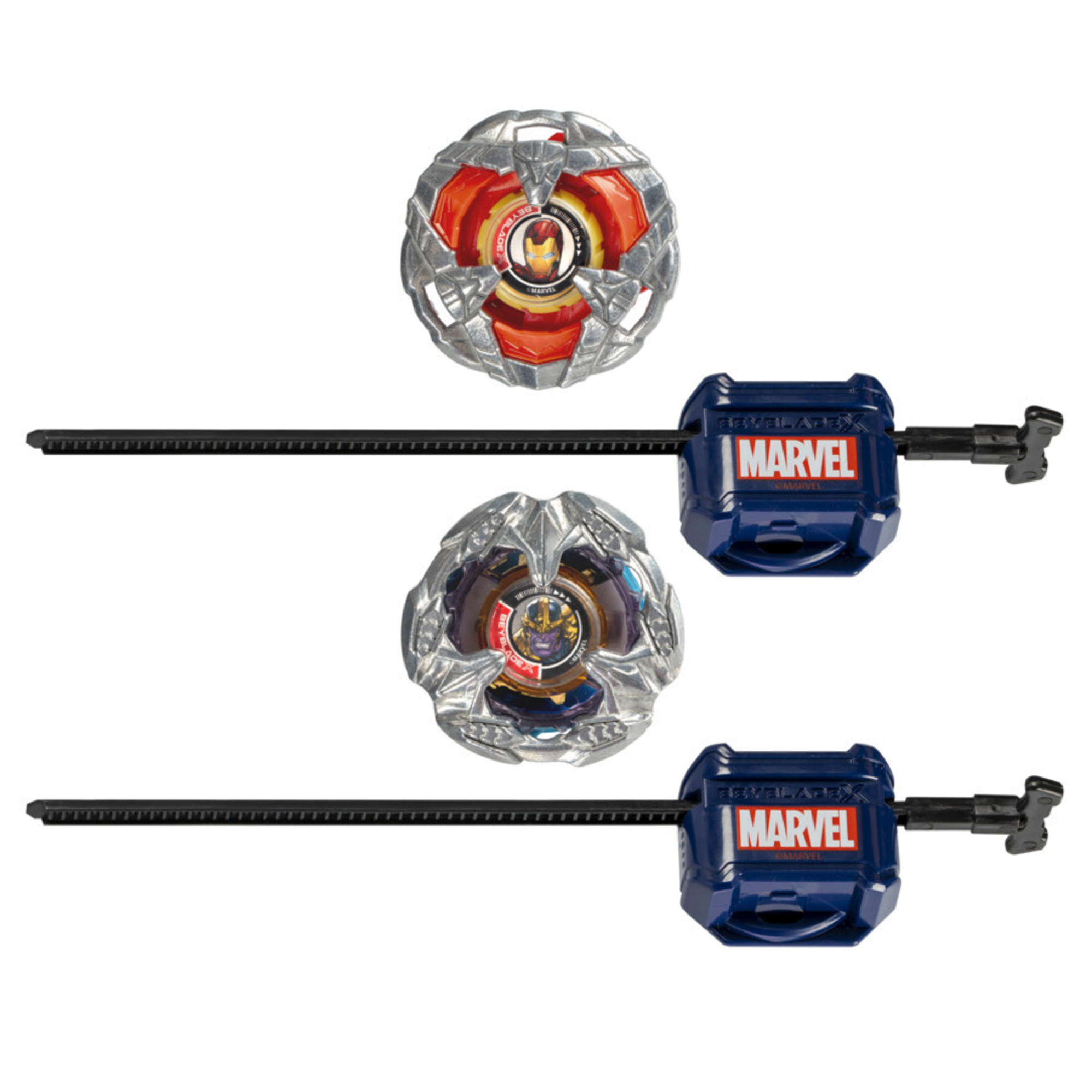 Beyblade x marvel collab multipack – 2 trottole marvel con 2 lanciatori inclusi - assortito con vari personaggi - Avengers, BEYBLADE, MARVEL, Spiderman