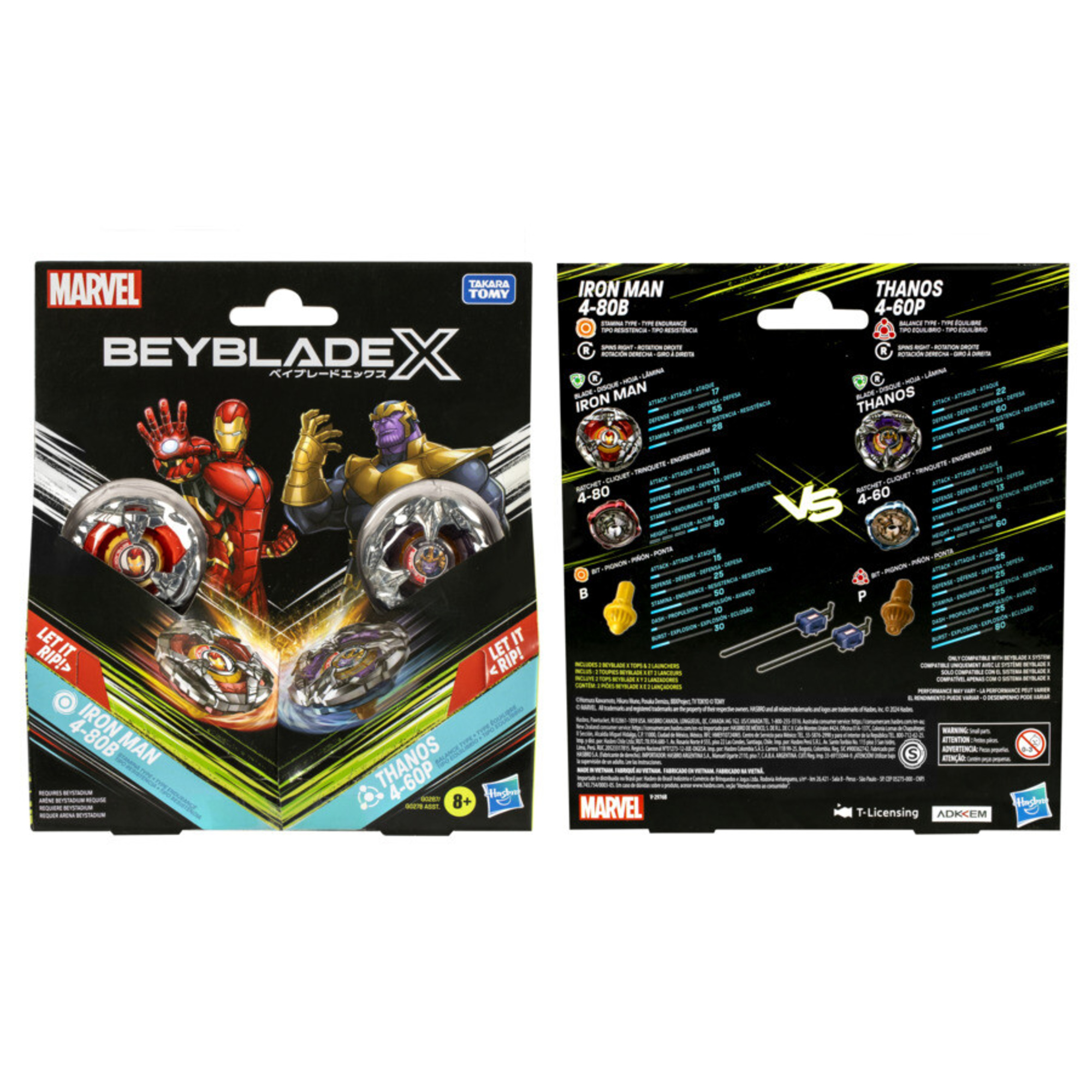 Beyblade x marvel collab multipack – 2 trottole marvel con 2 lanciatori inclusi - assortito con vari personaggi - Avengers, BEYBLADE, MARVEL, Spiderman