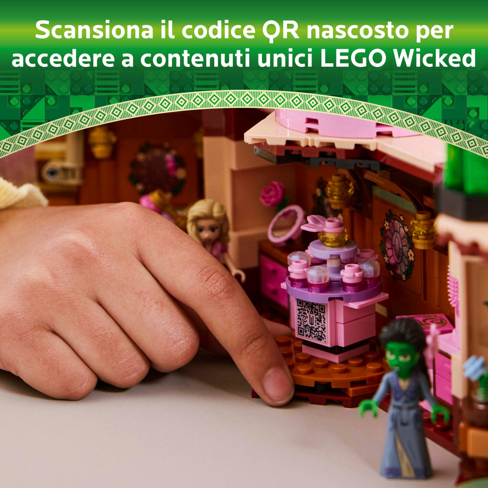 Lego wicked 75683 il dormitorio di glinda ed elphaba, giochi di fantasia bambini 8+, baule apribile con 2 personaggi del film - Lego