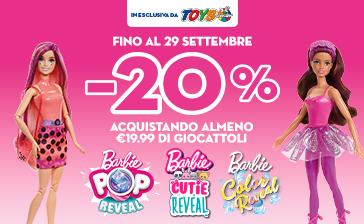 -20% SE ACQUISTI 19,90€ DI UNA SELEZIONE DI BARBIE