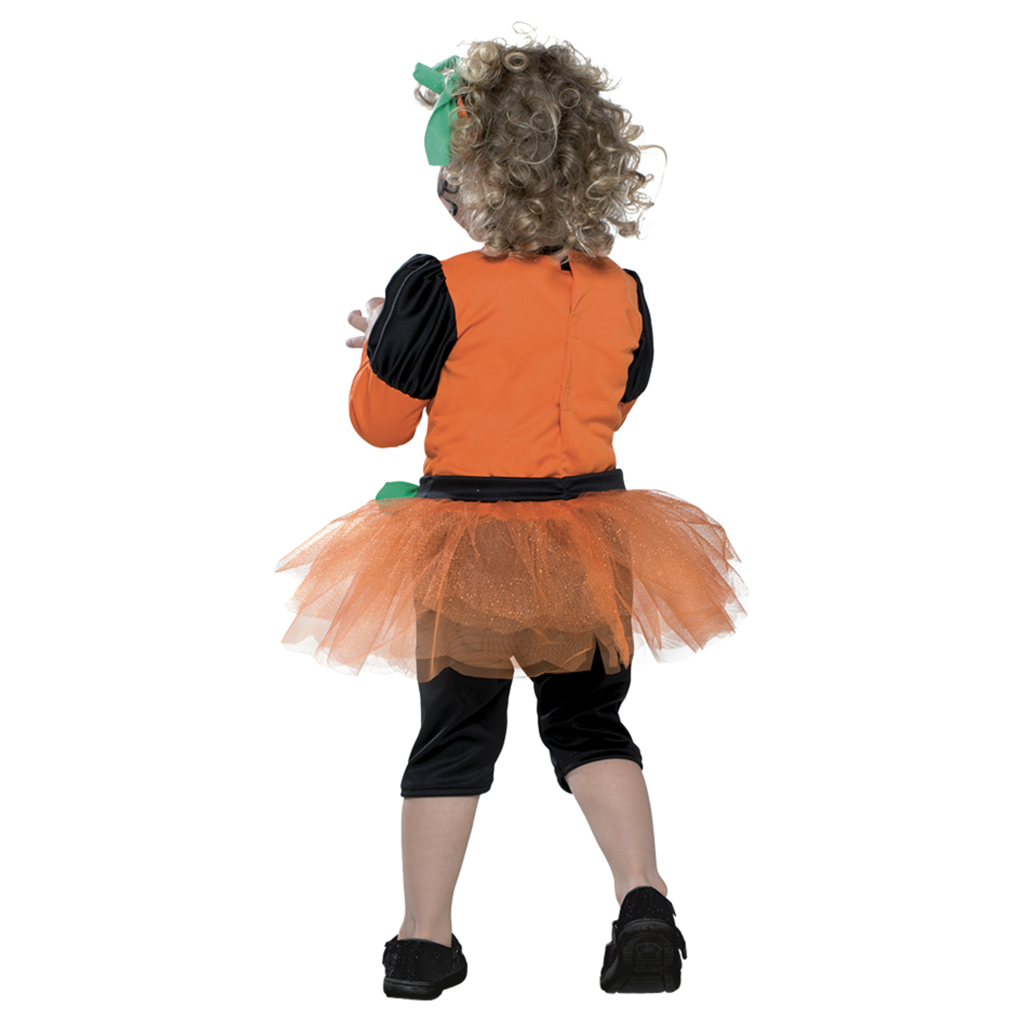 Costume zucchetta halloween per bambini - abitino in jersey elasticizzato con gonna in tulle, pantaloncini e copricapo, disponibile in diverse taglie - 