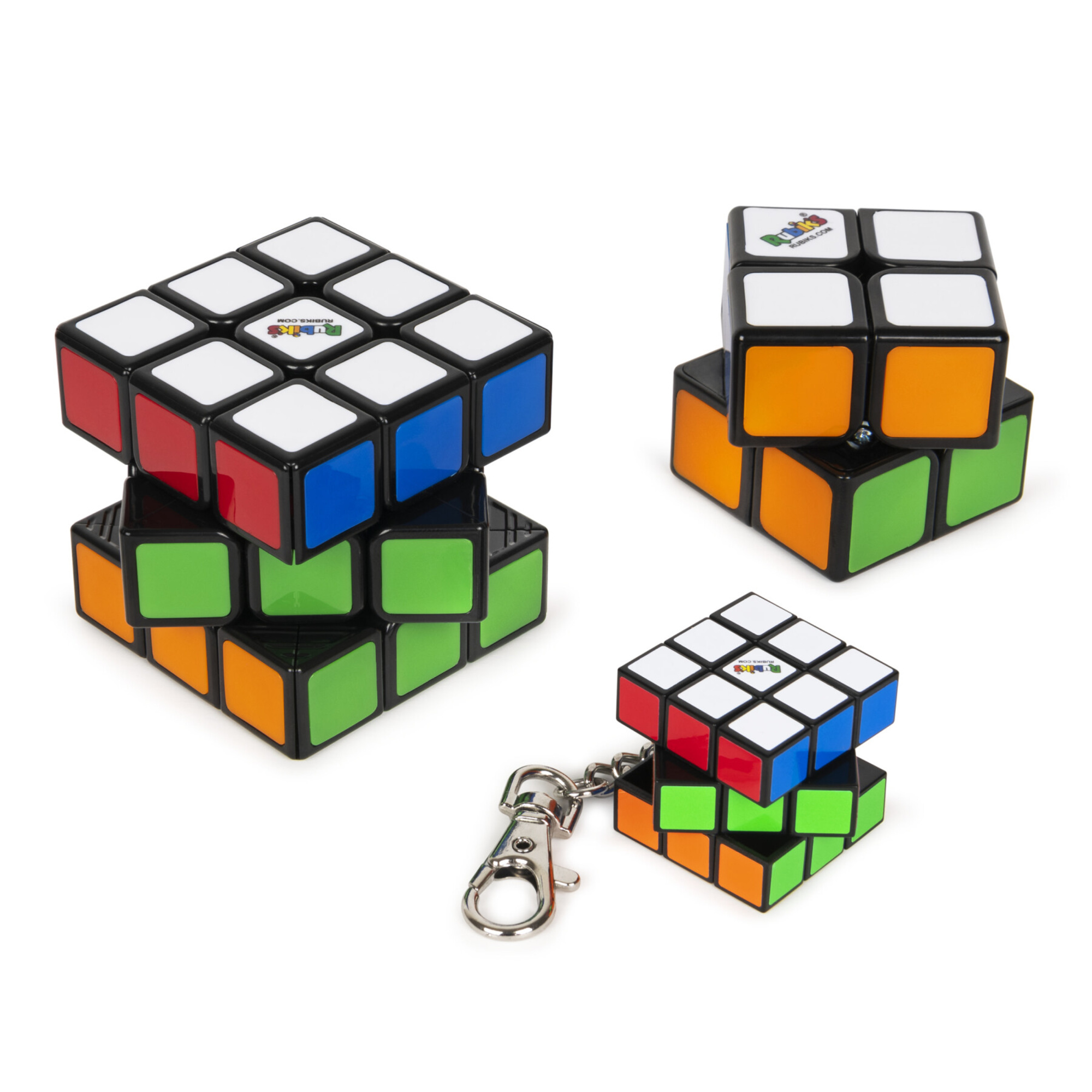 Confezione di rompicapo rubik: cubo 3x3, cubo 2x2 e cubo portachiavi 3x3 - set completo di puzzle - RUBIK'S CUBE