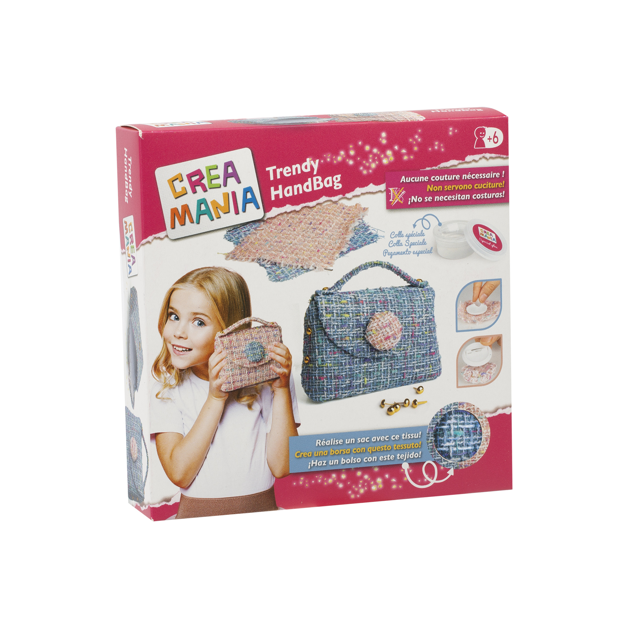 Borsetta trendy fai-da-te -kit  assortivo creativo per bambini dai 5 anni - crea mania - 