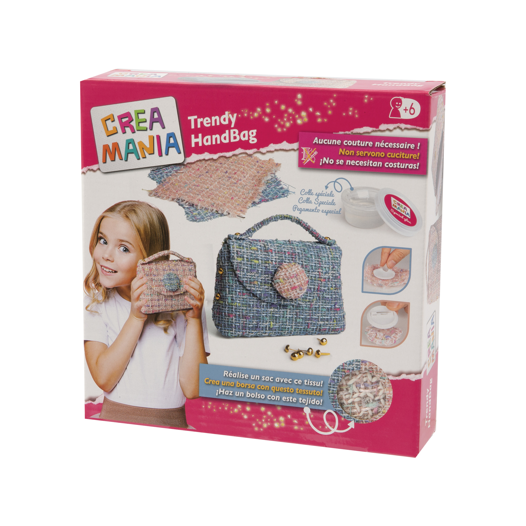 Borsetta trendy fai-da-te -kit  assortivo creativo per bambini dai 5 anni - crea mania - 