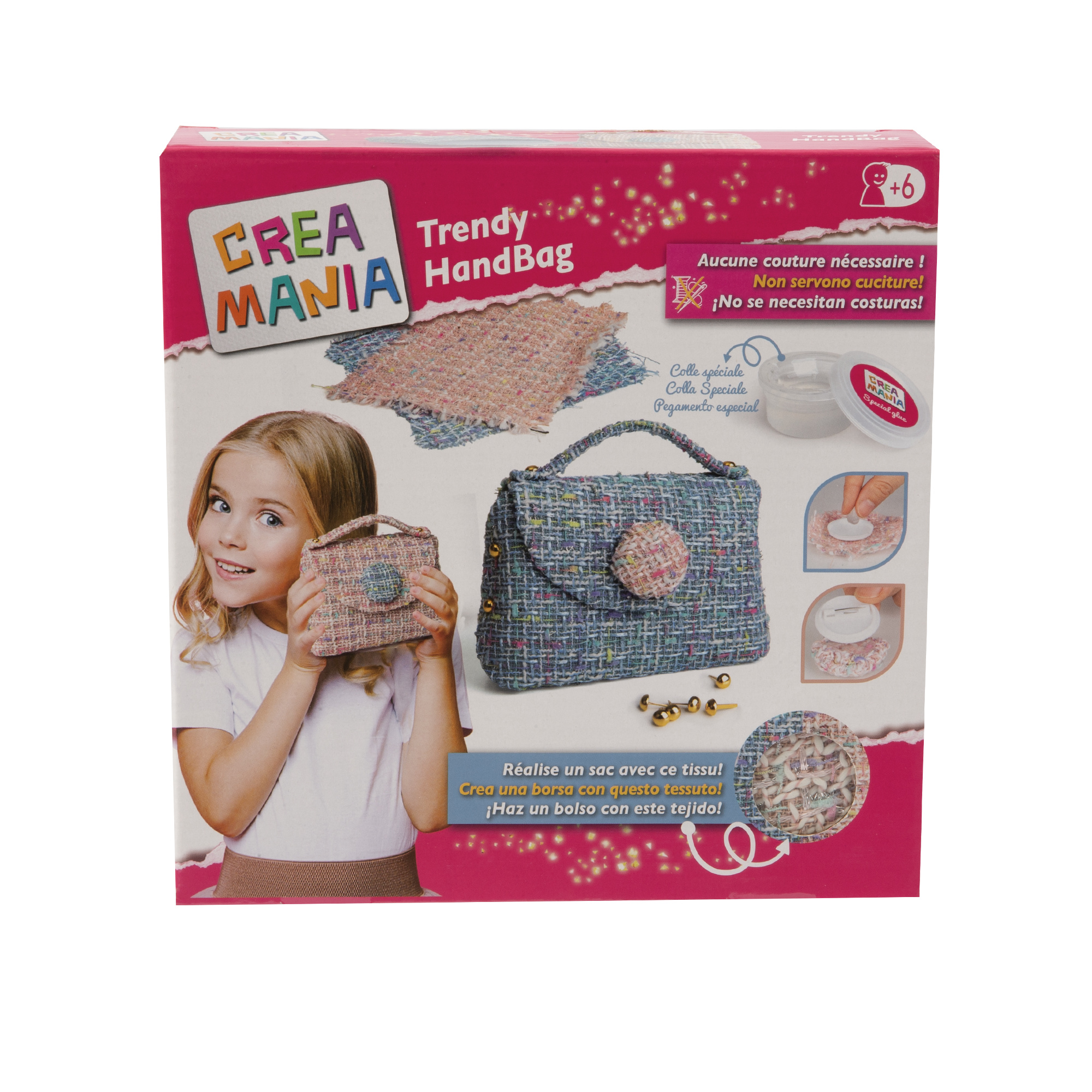 Borsetta trendy fai-da-te -kit  assortivo creativo per bambini dai 5 anni - crea mania - 