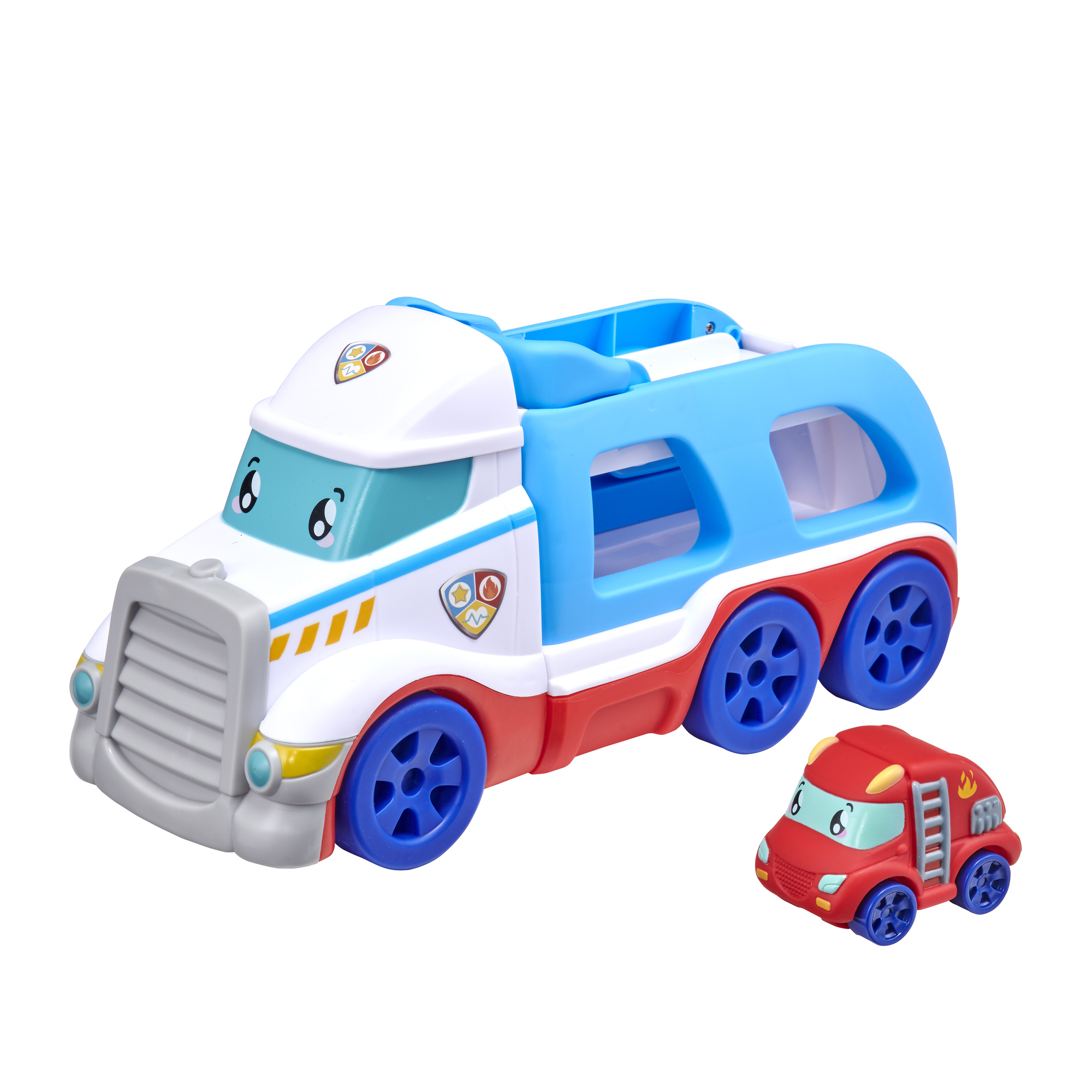 Camion emergency transporter con macchinina soft touch - baby smile - BABY SMILE