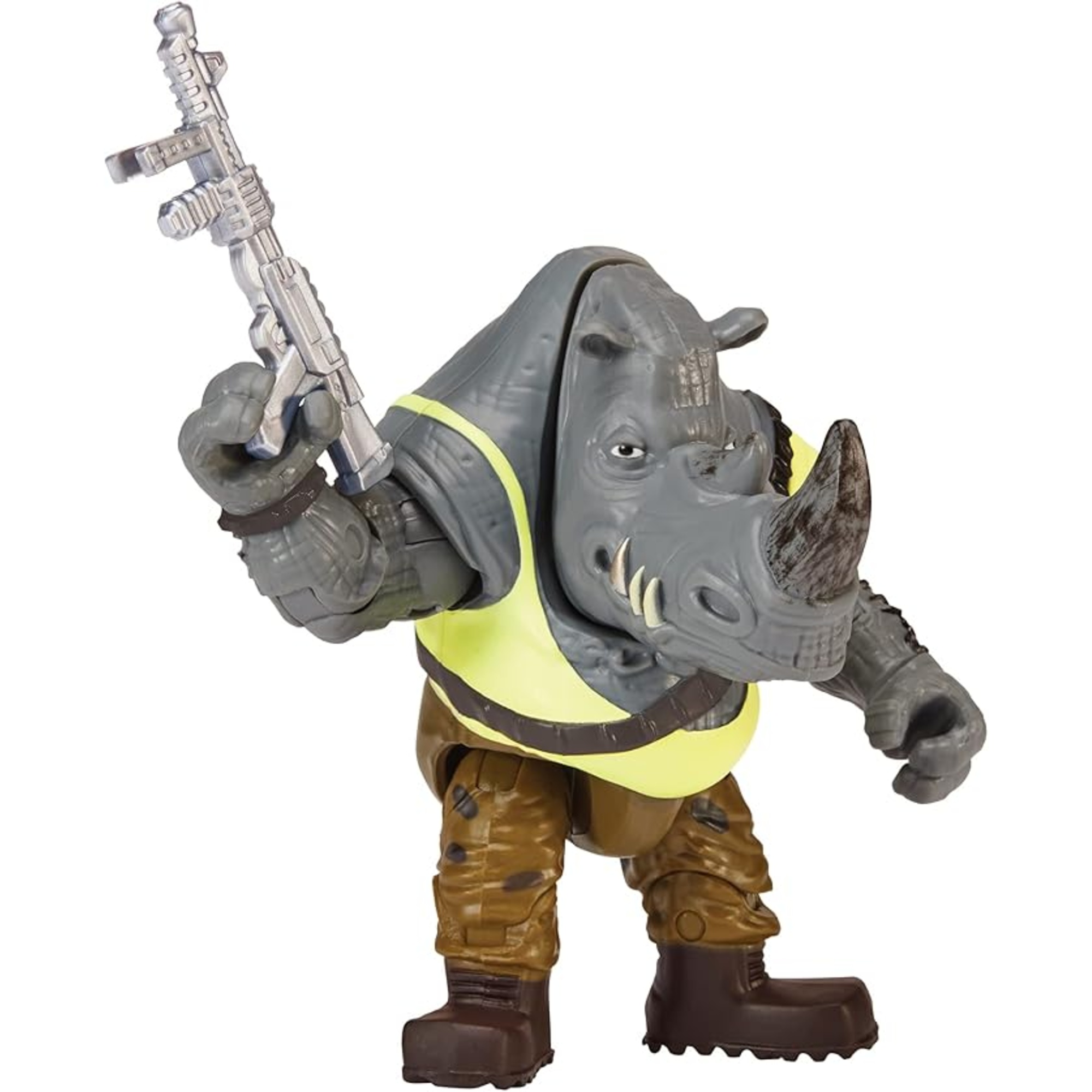 Teenage mutant ninja turtles: mutant mayhem - action figure rocksteady 10,2 cm - accessori e articolazioni - per bambini 4-7 anni - 