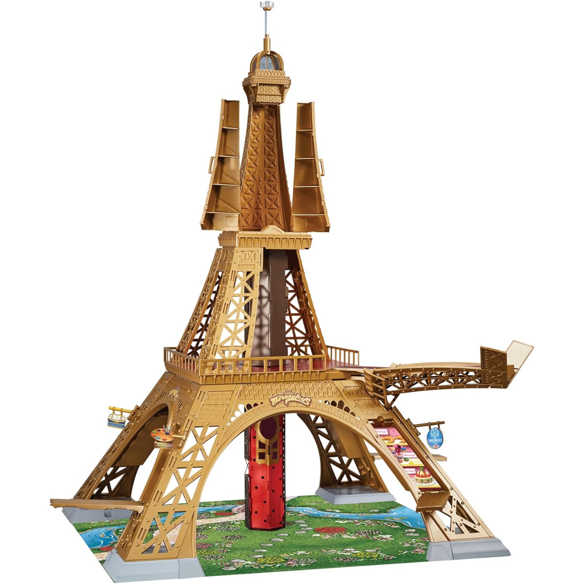 Playset deluxe paris miraculous - torre di parigi 1,20m con 40 accessori  - lady bug miracolous - 