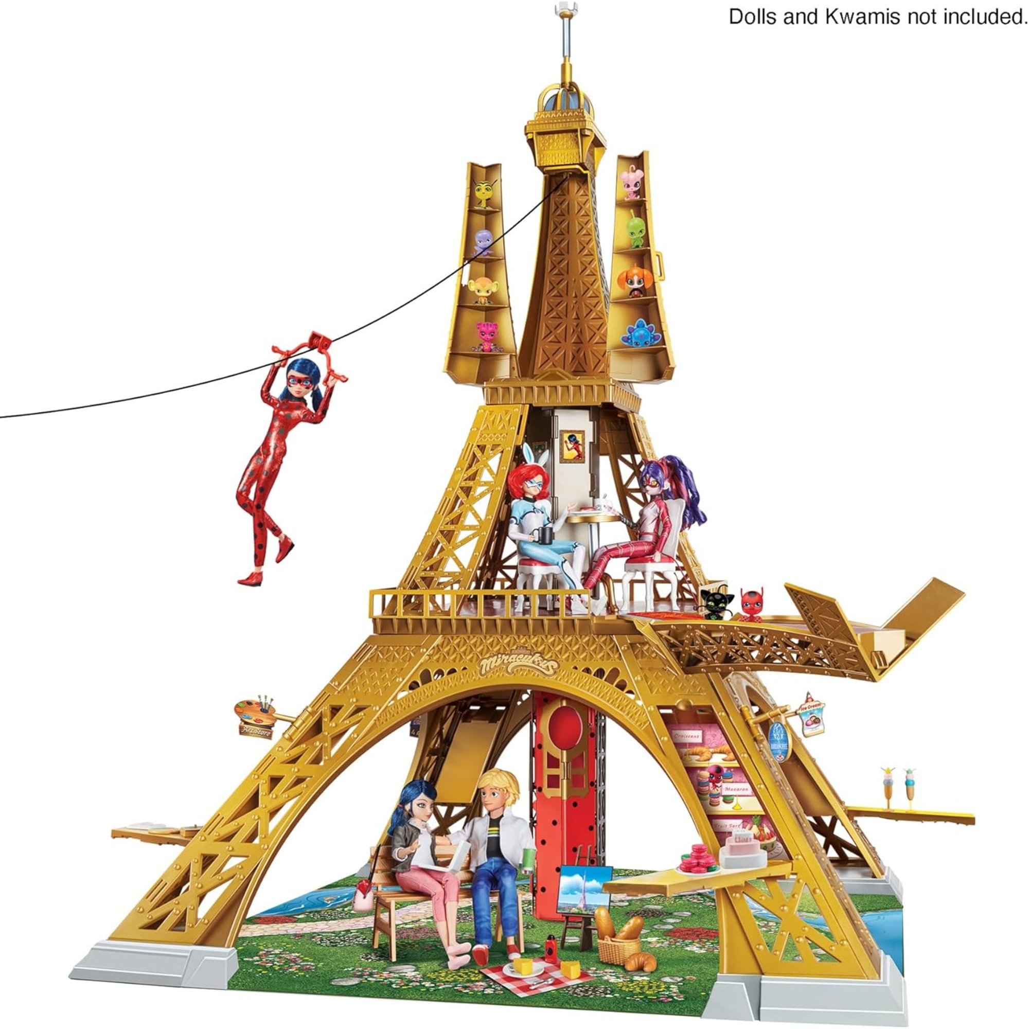 Playset deluxe paris miraculous - torre di parigi 1,20m con 40 accessori  - lady bug miracolous - 