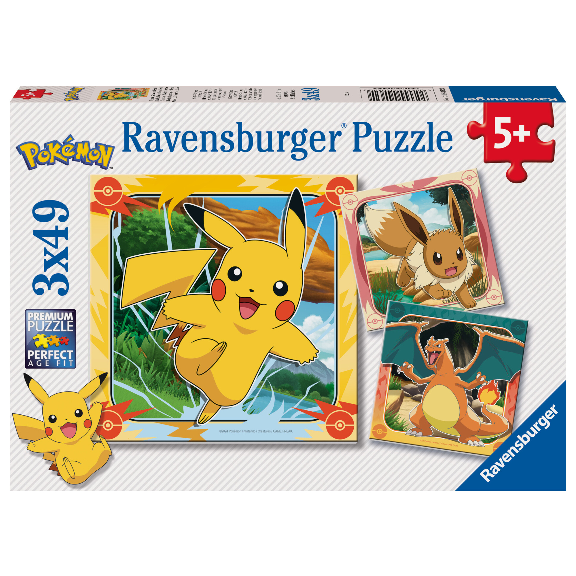 Ravensburger - puzzle pokémon, collezione 3x49, 3 puzzle da 49 pezzi, età raccomandata 5+ anni - POKEMON