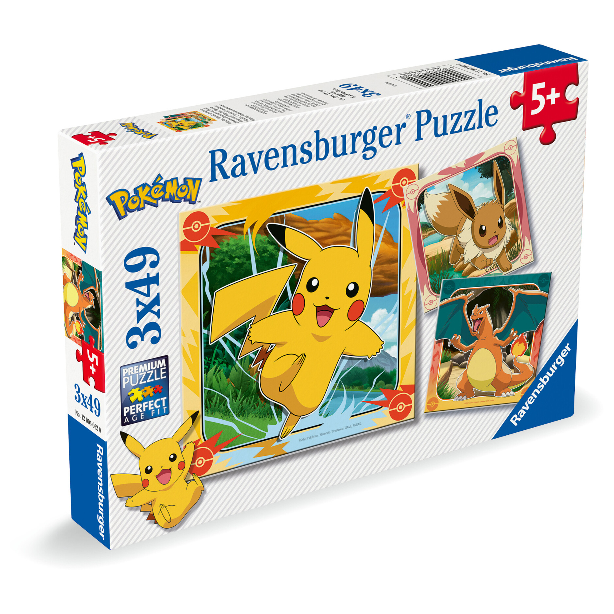 Ravensburger - puzzle pokémon, collezione 3x49, 3 puzzle da 49 pezzi, età raccomandata 5+ anni - POKEMON