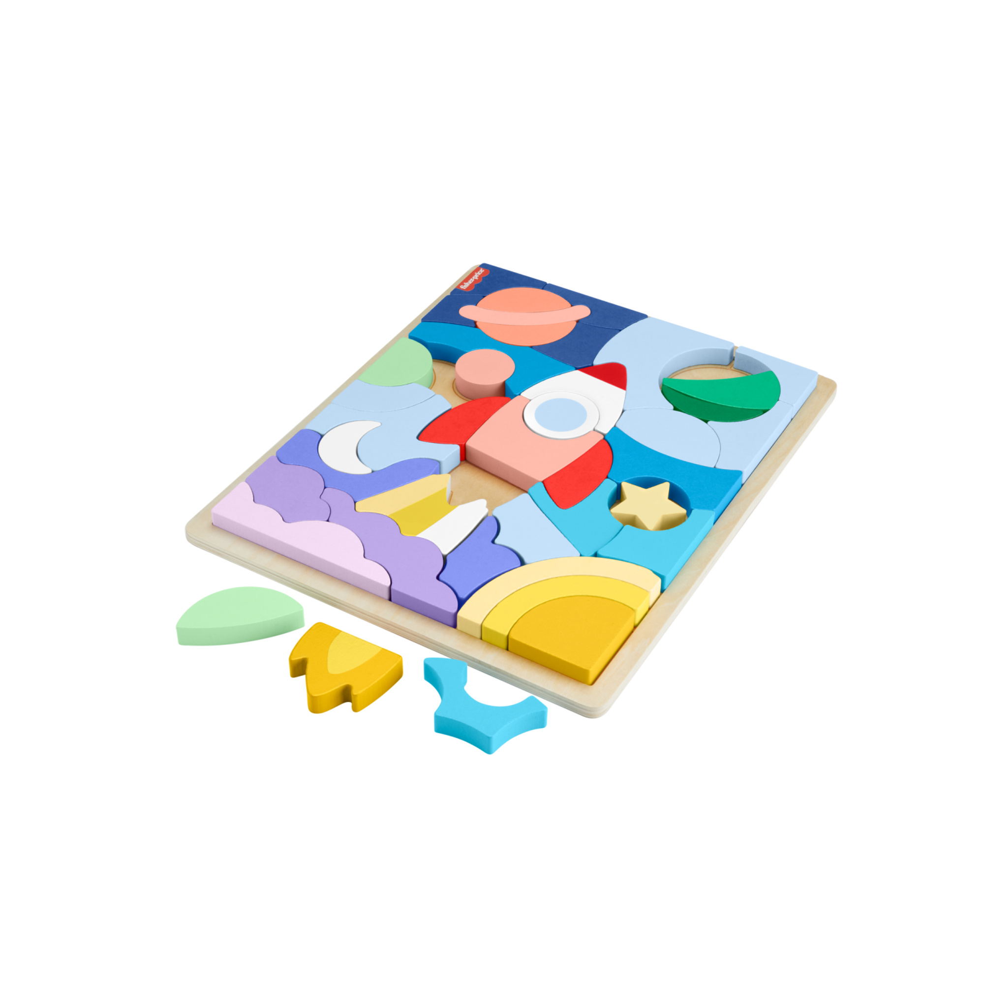 Puzzle astronave in legno - set da 42 blocchi impilabili - fisher-price wood - FISHER-PRICE