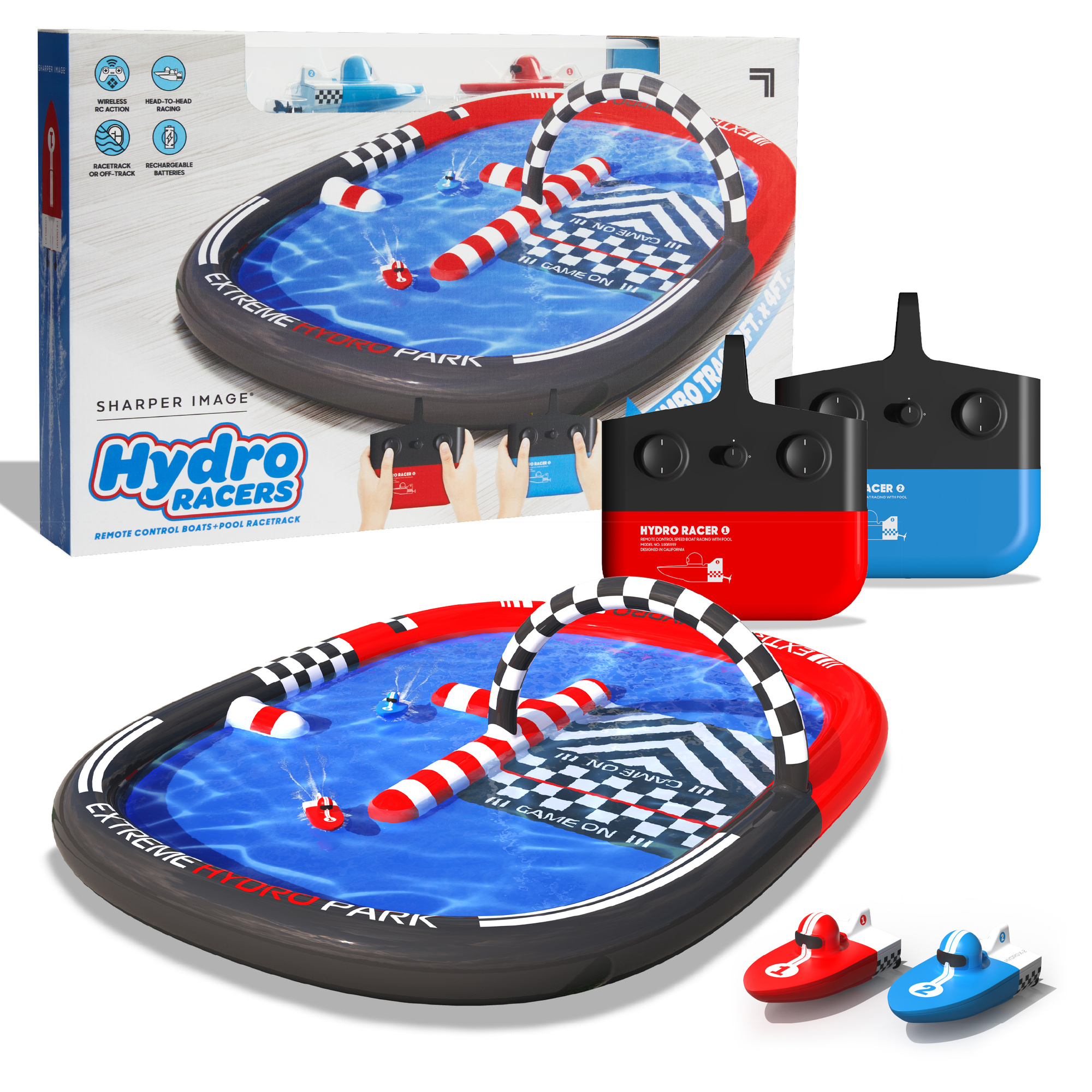 Set barca telecomandata sharper image hydro racers con piscina gonfiabile – gare acquatiche per bambini - Sharper Image