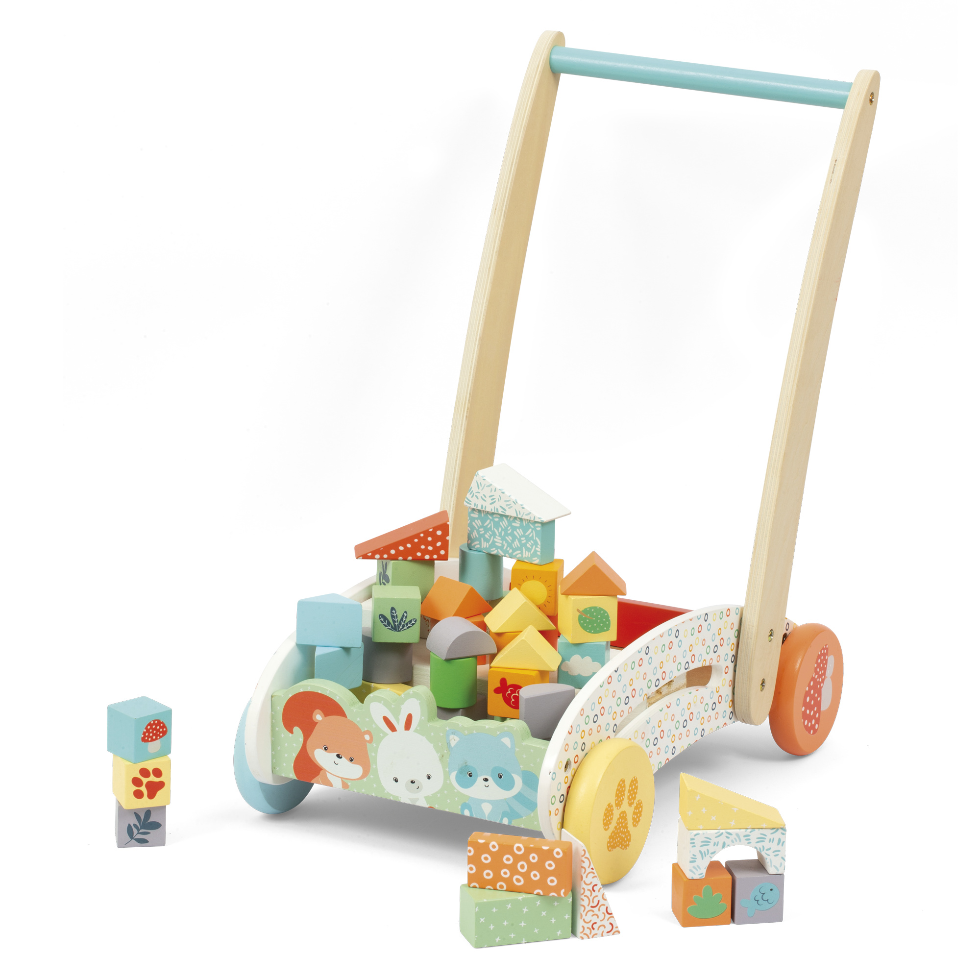 Carrellino primi passi con costruzioni in legno - wood "n" play - WOOD N'PLAY