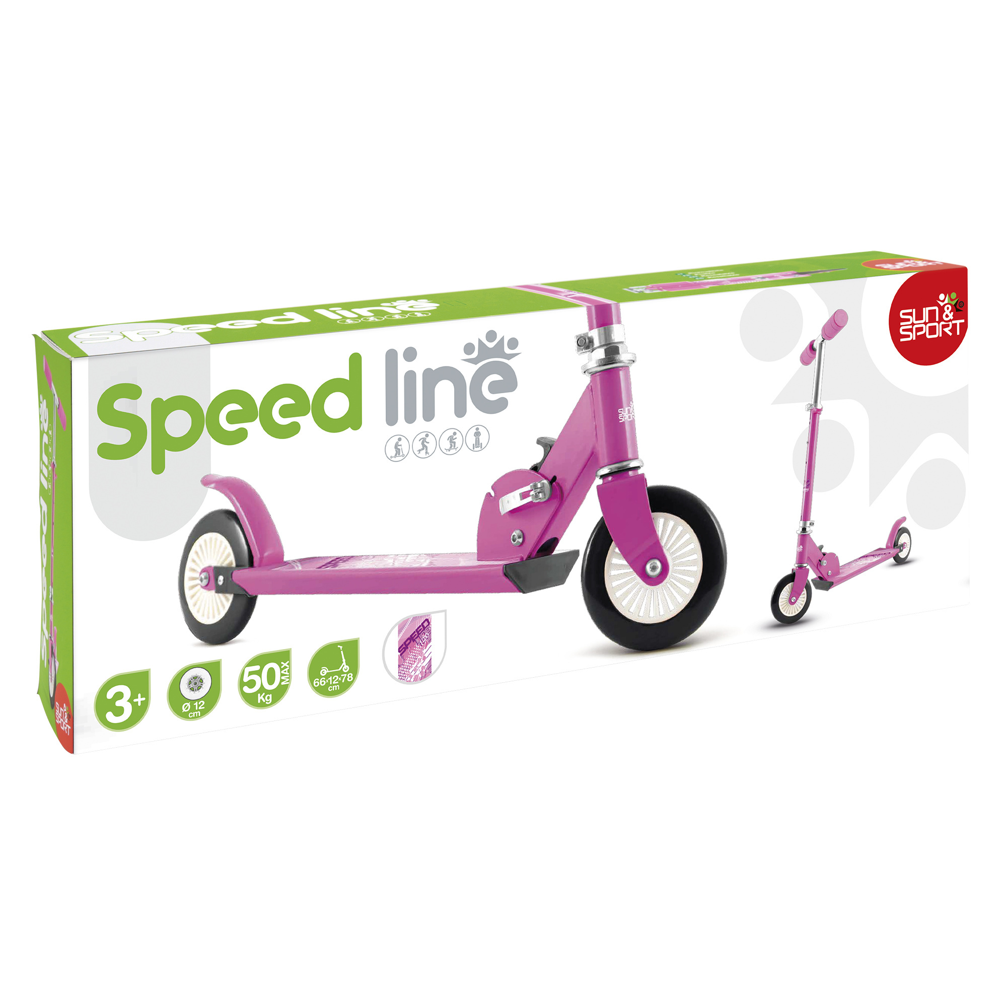 Monopattino speed line – ruote 120 mm - rosa - SUN&SPORT