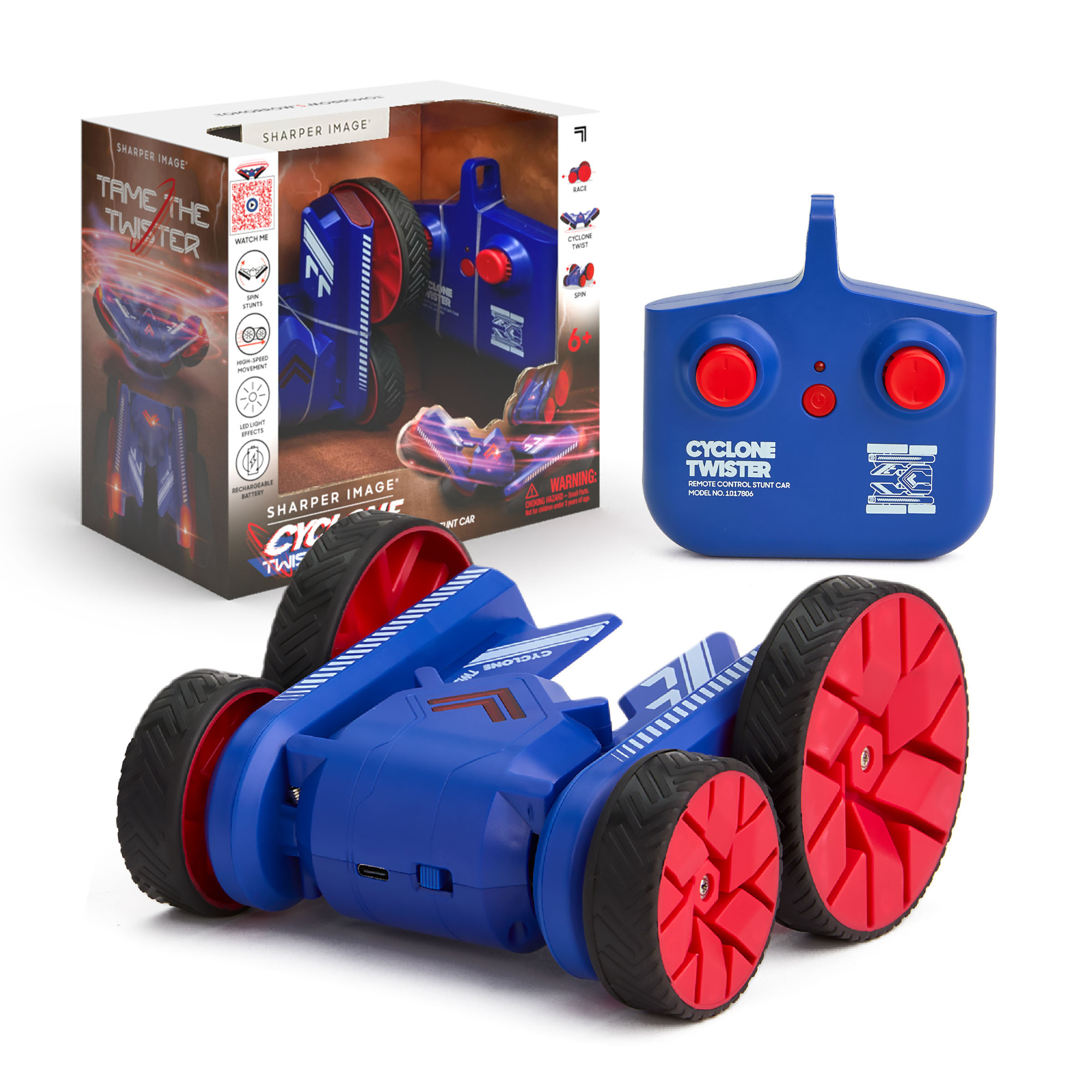 Auto acrobatica rc cyclone twister con trasformazione e luci led giocattolo radiocomandato per acrobazie sharper image Toys Center