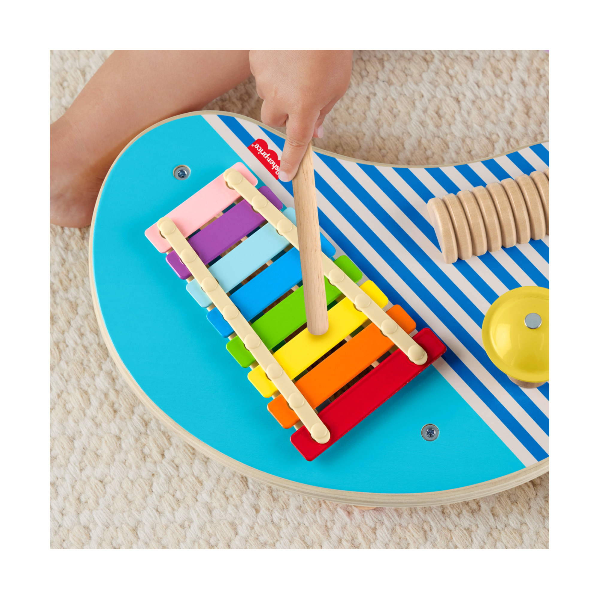 Tavolino musicale in legno - set con tavolino e bacchette - fisher-price wood - FISHER-PRICE