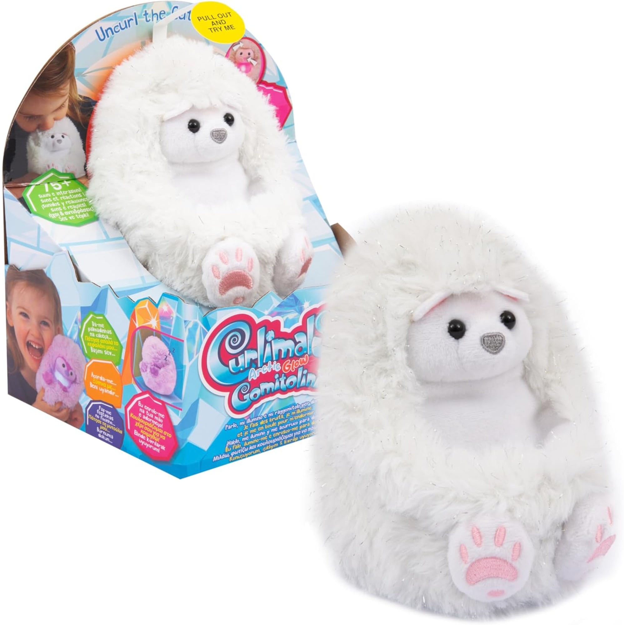 Curlimals artic assortito - peluche interattivo con 60 suoni e luci - Curlimals