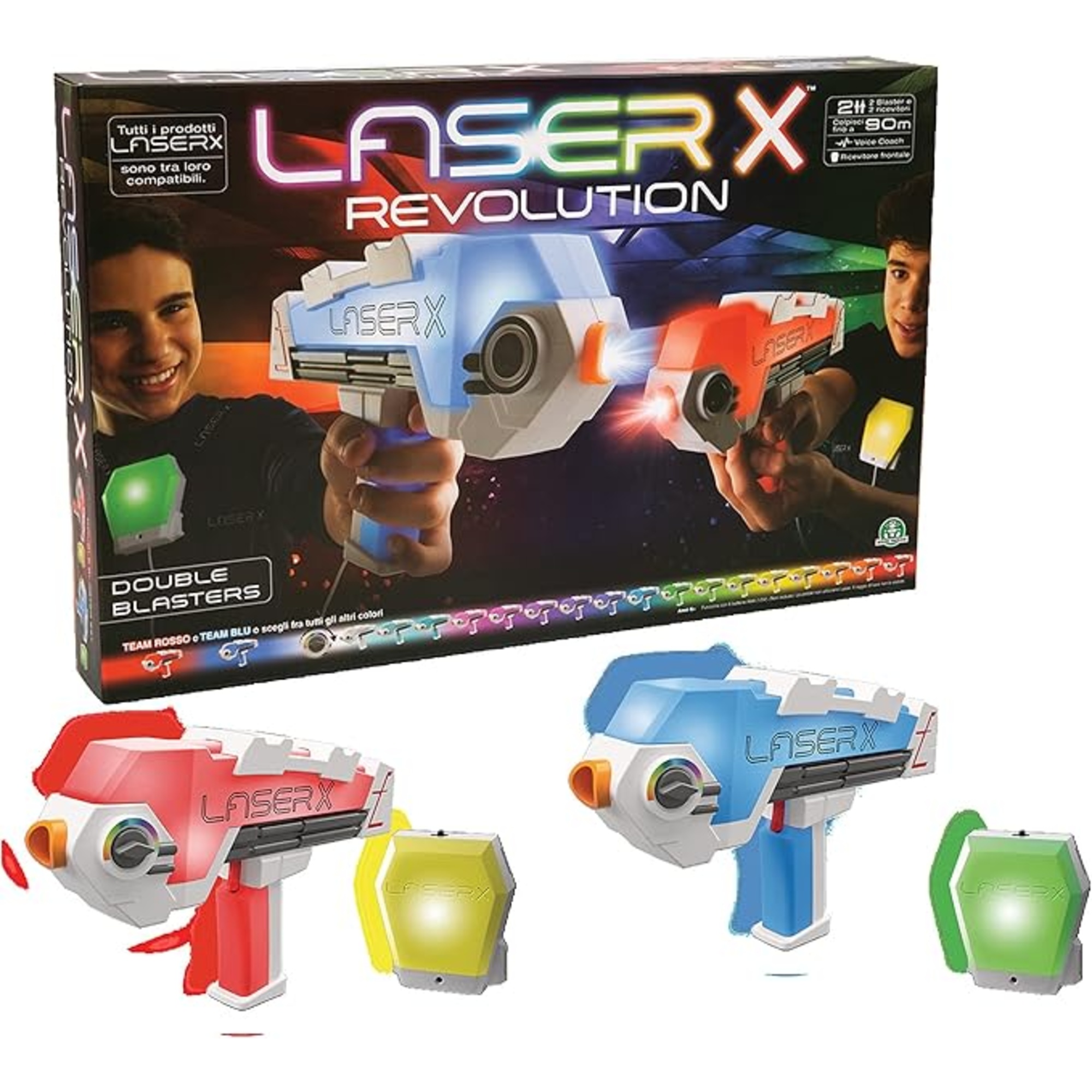 Laser x revolution blaster - 2 blaster, 2 ricevitori, colore squadra personalizzabile - 90 m raggio - età 6+ - GIOCHI PREZIOSI